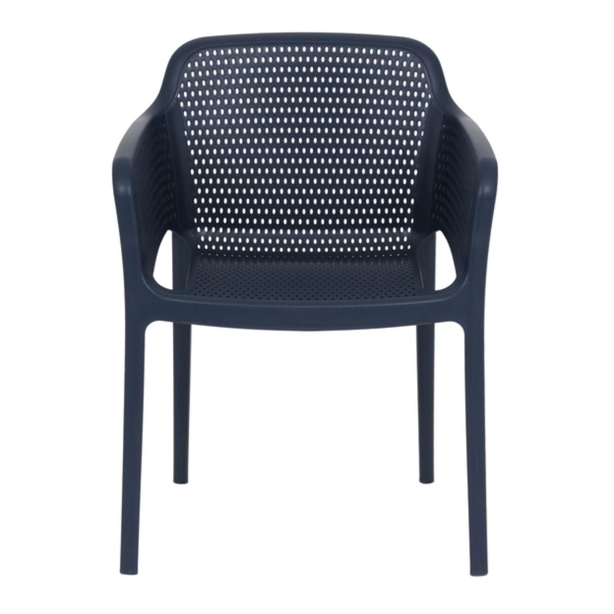 Cadeira Frisk com Braços Azul Navy Empilhavél em Polipropileno