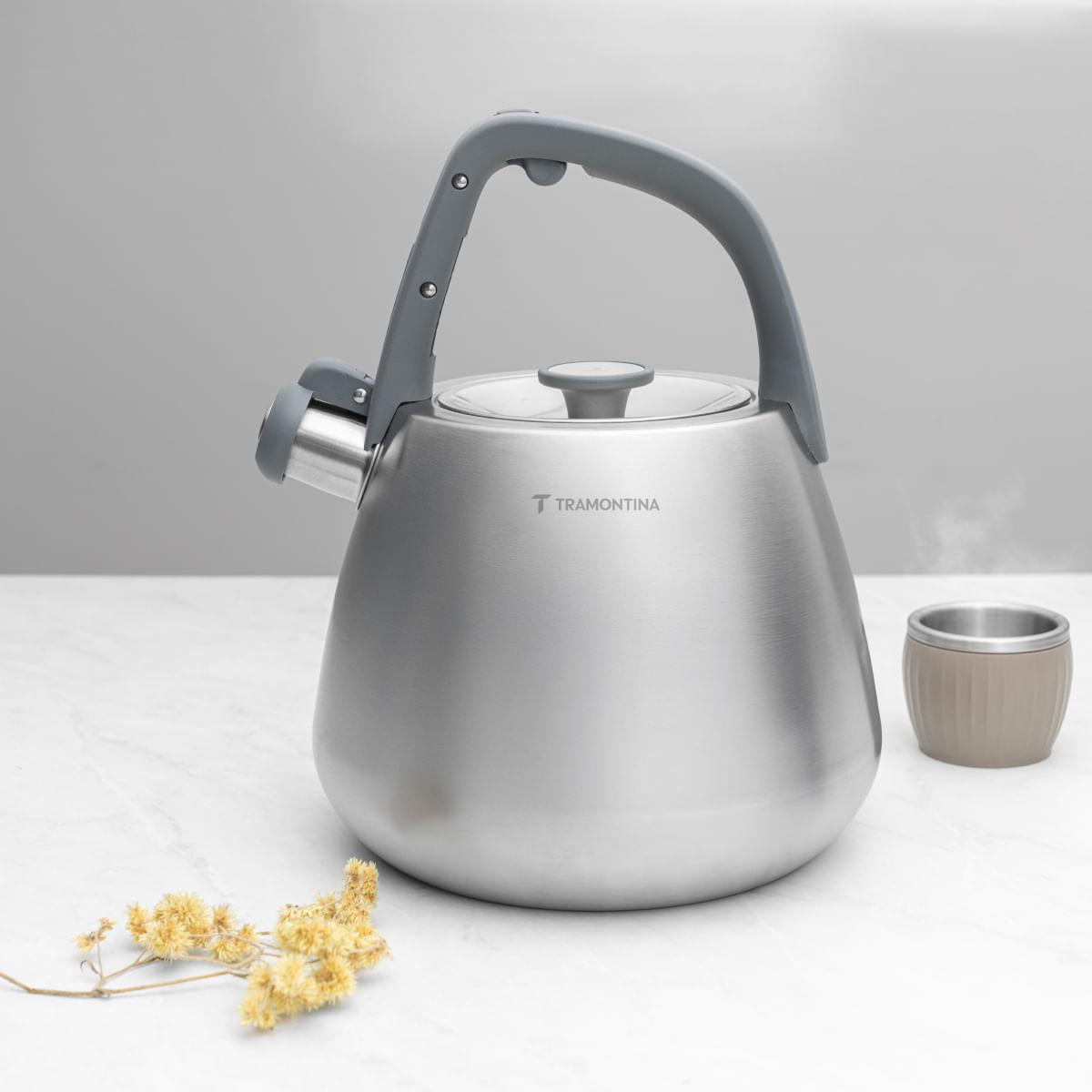 Chaleira com Apito Indução Tramontina 4L em Aço Inox Cabo de Nylon