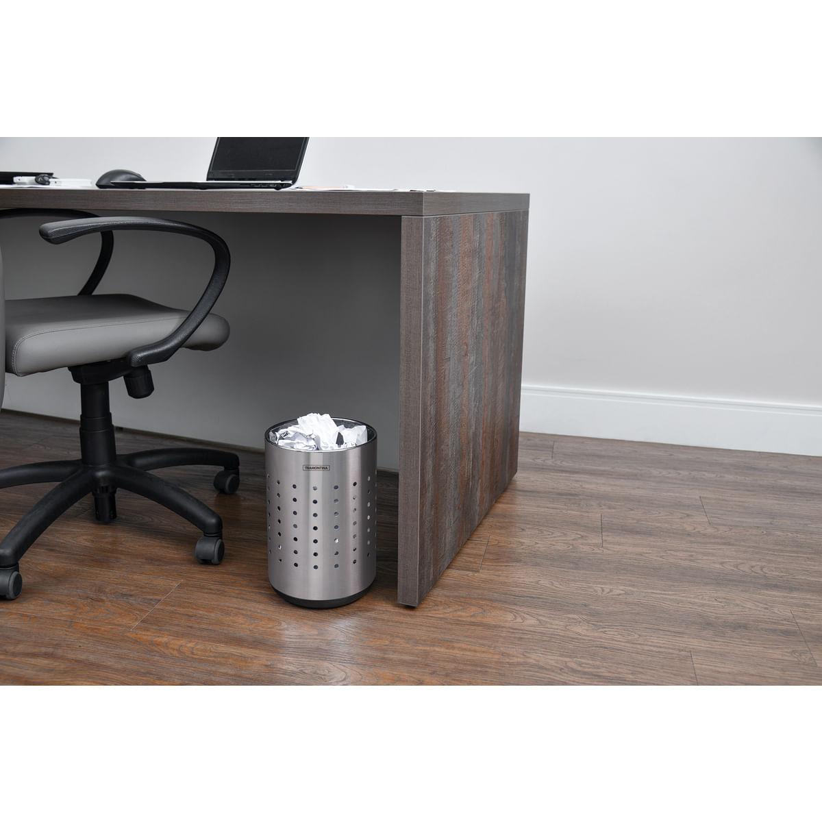 Cesto para Papel Tramontina Cápsula Dots em Aço Inox Scotch Brite e Base em Polipropileno 10 Litros