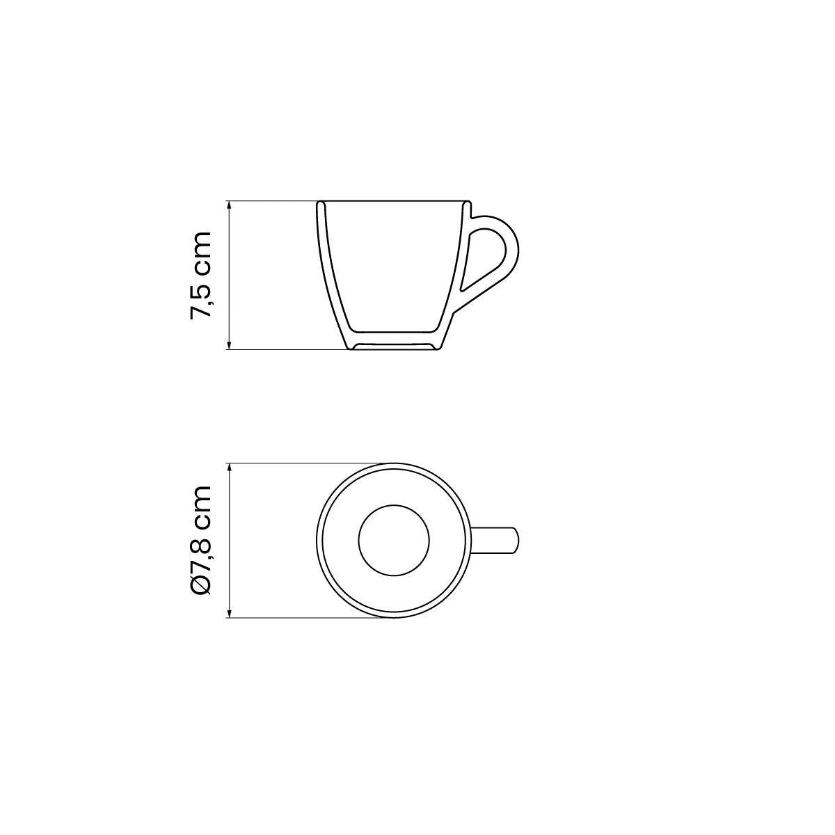 Kit 6 Xícaras de Café Expresso com Pires Tramontina Paola em Porcelana 95 ml