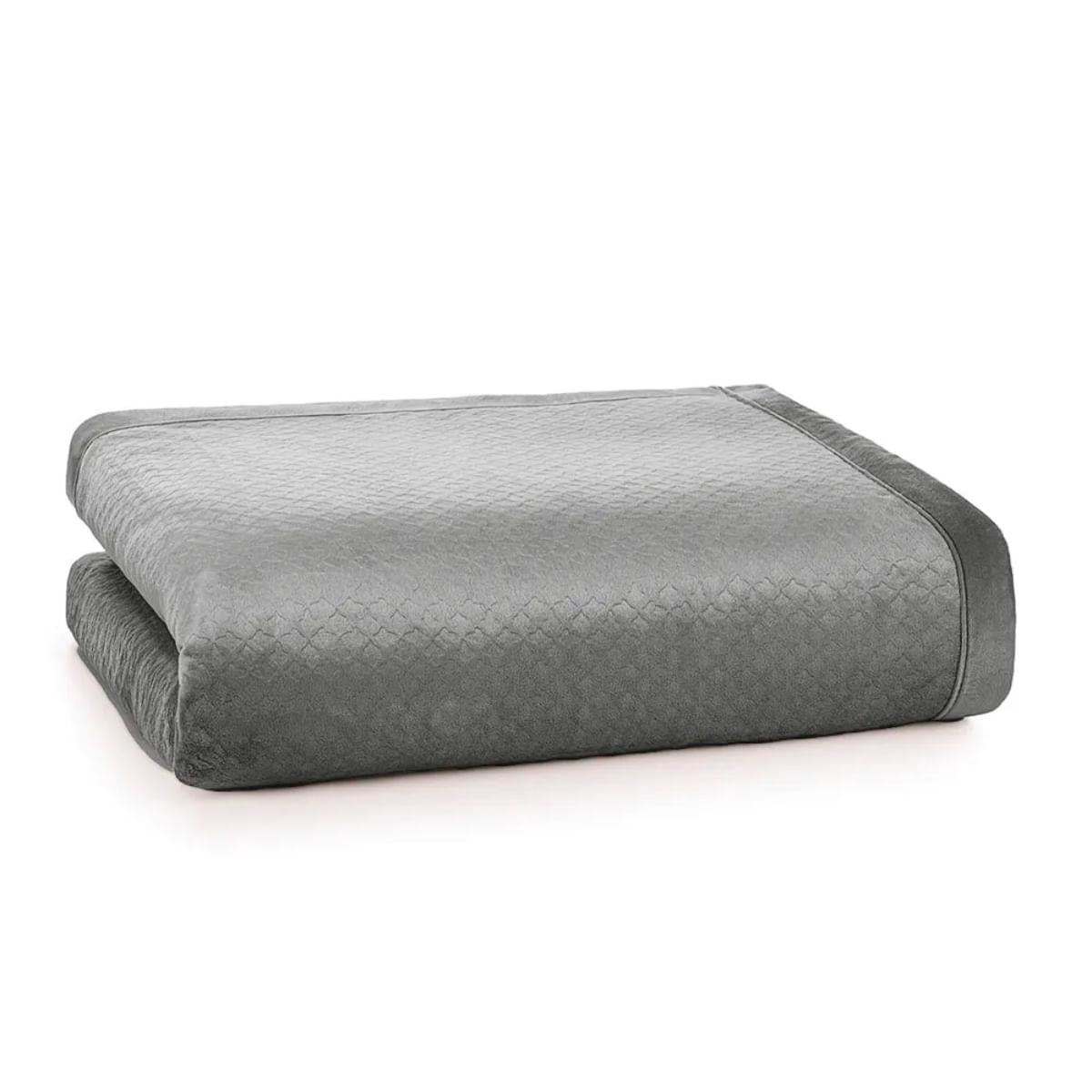 Cobertor Queen de Sherpa e Flanel Fleece Karsten 240x260 cm Eliot Metal