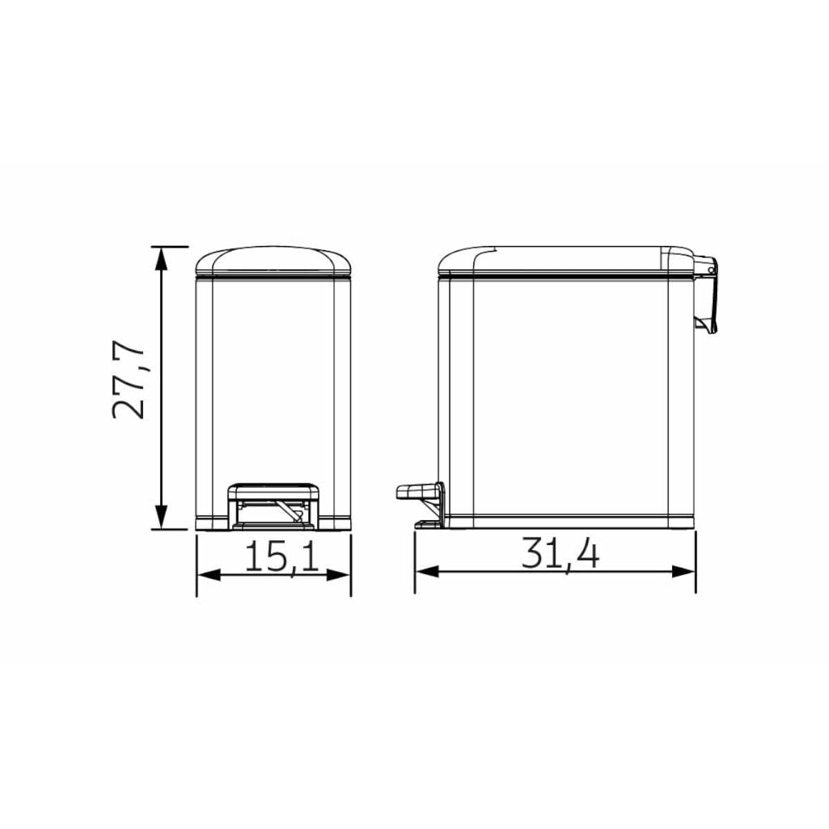 Lixeira Tramontina 6 Litros Tipo D Slim com Pedal em Aço Inox Scotch Brite