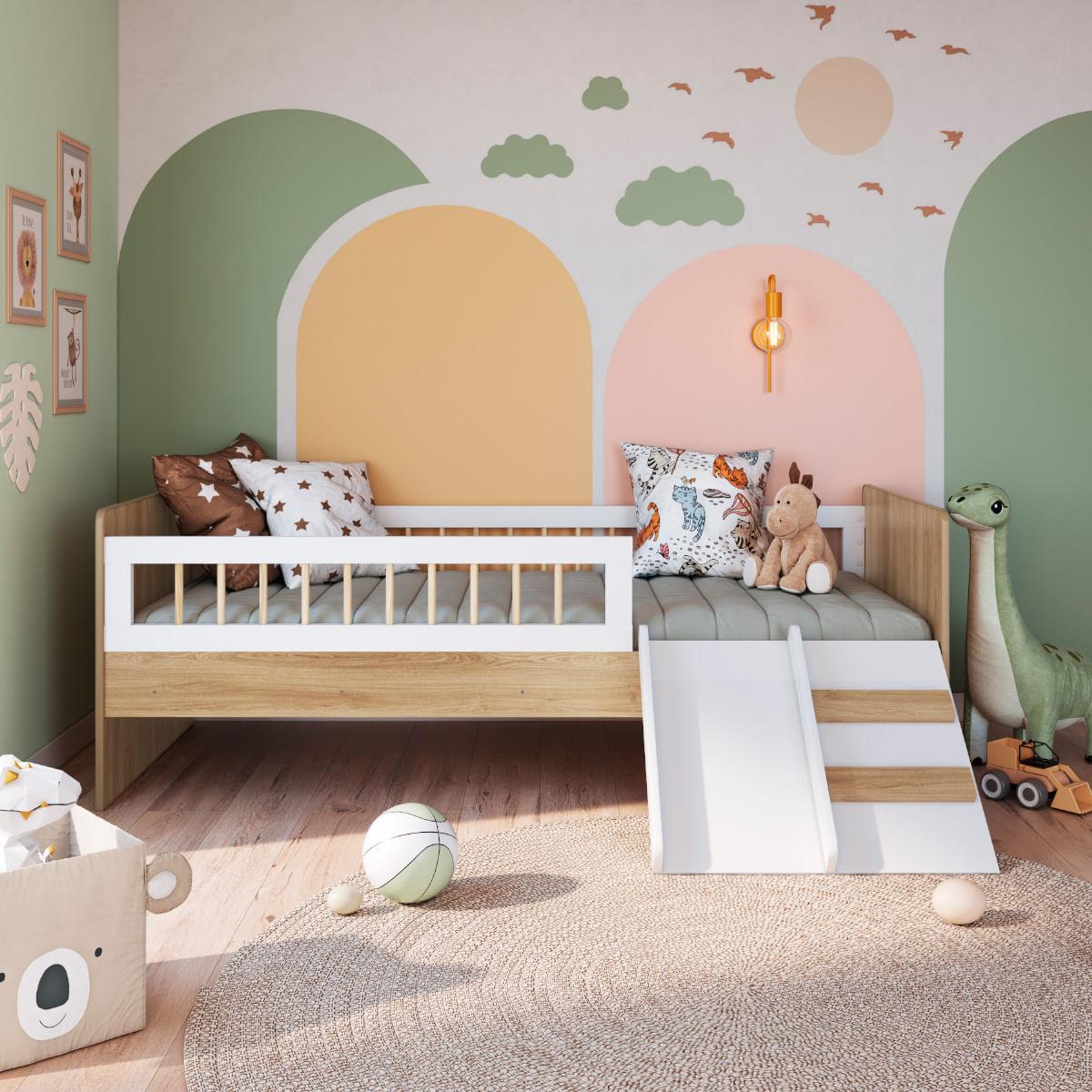 Cama Infantil Montessoriana Solteiro Aveiro Branco Completa Móveis