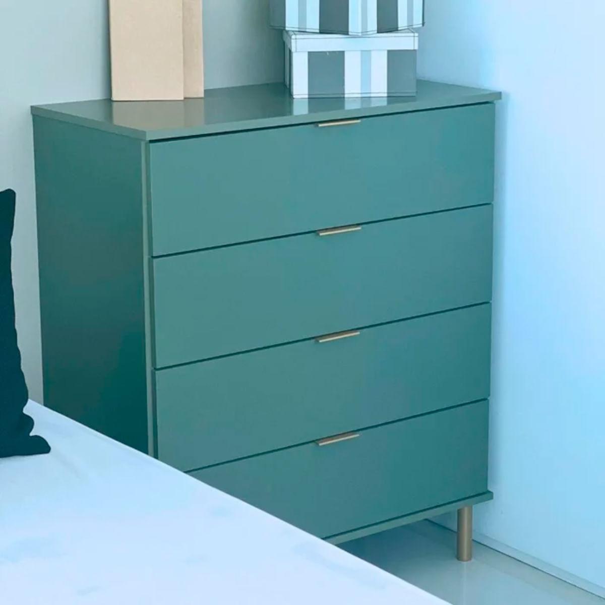 Cômoda 4 Gavetas Verde Oliva em MDF 80x40x96 cm Ditália