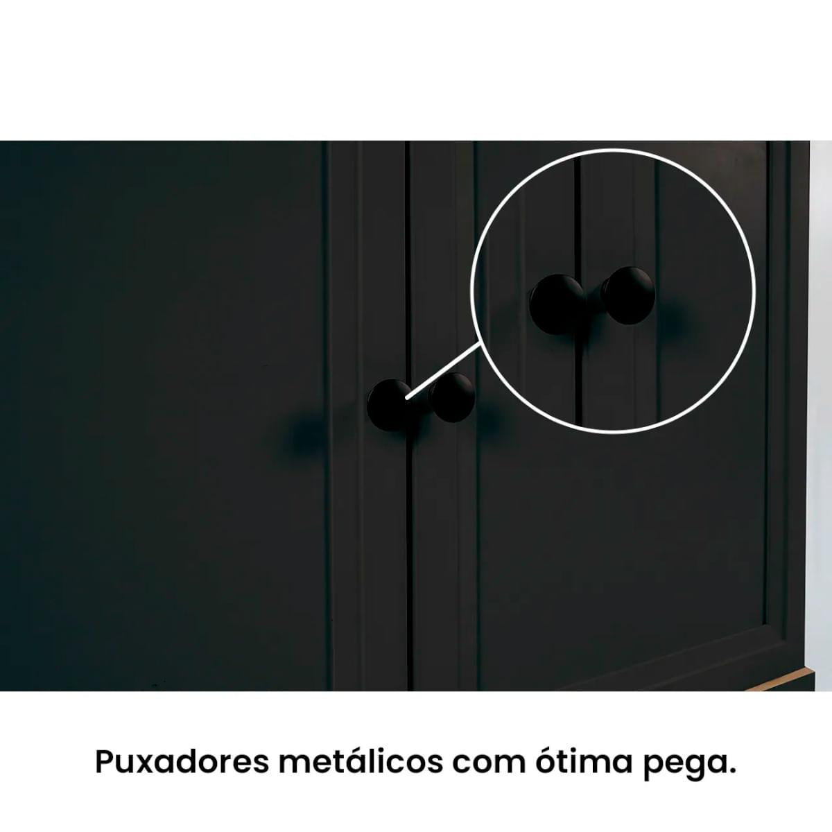 Aparador Buffet Ditália 2 Gavetas 2 Portas Preto R-629