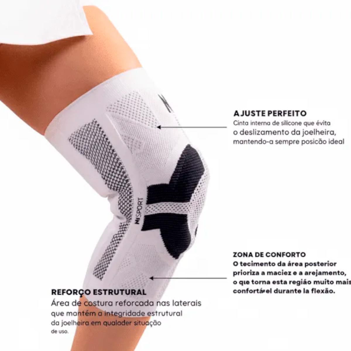 Joelheira PRO N1 Sport Branco e Azul Tamanho M