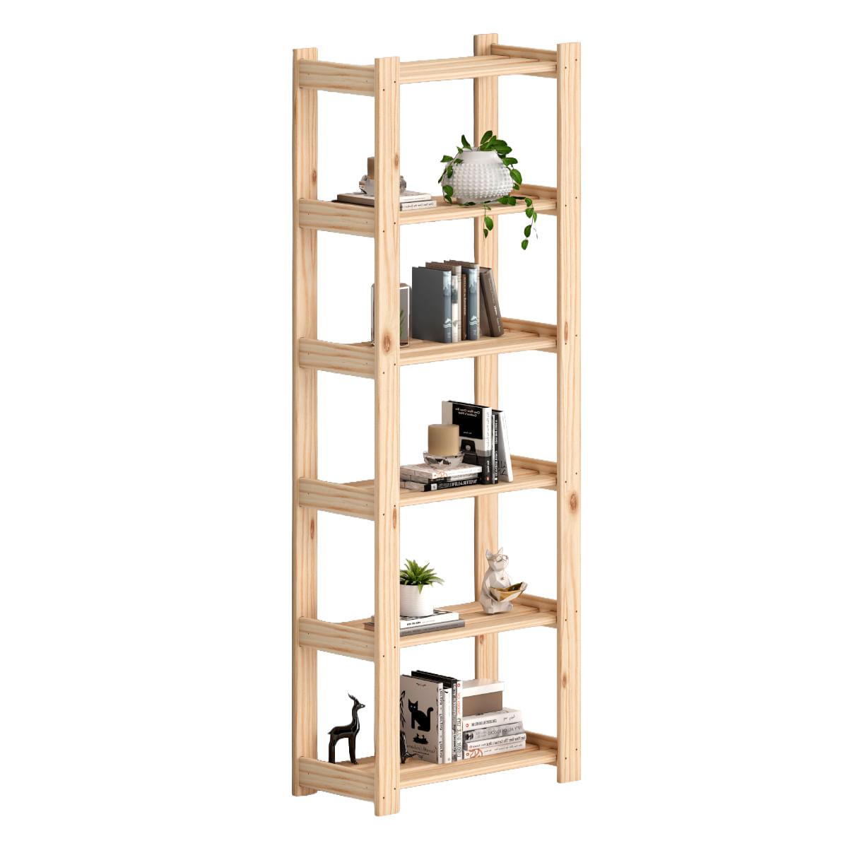 Estante para Livros 62x30x171 cm em Madeira Natural Marin Brasil