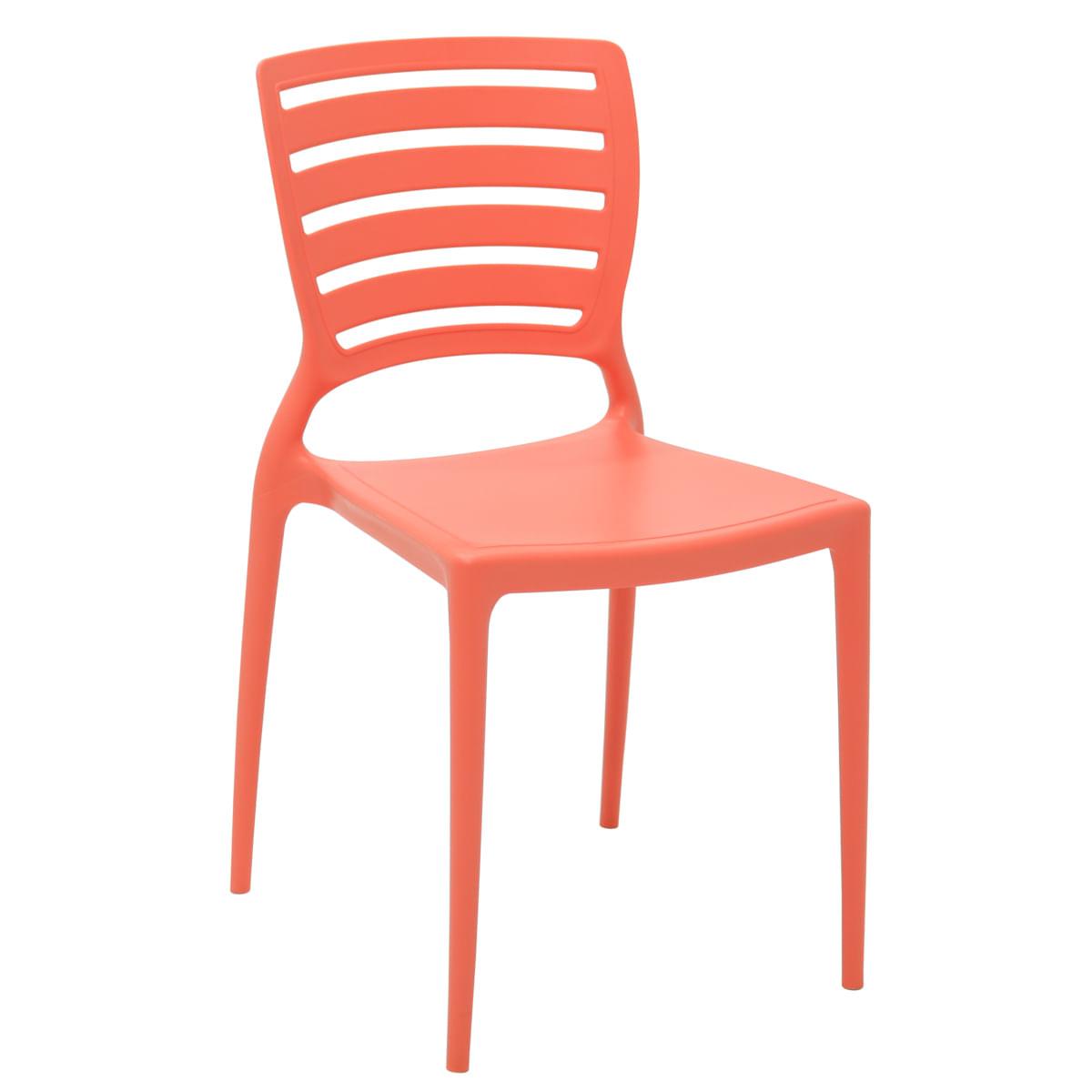 Cadeira Tramontina Sofia Rosa Coral Encosto Horizontal em Polipropileno e Fibra de Vidro