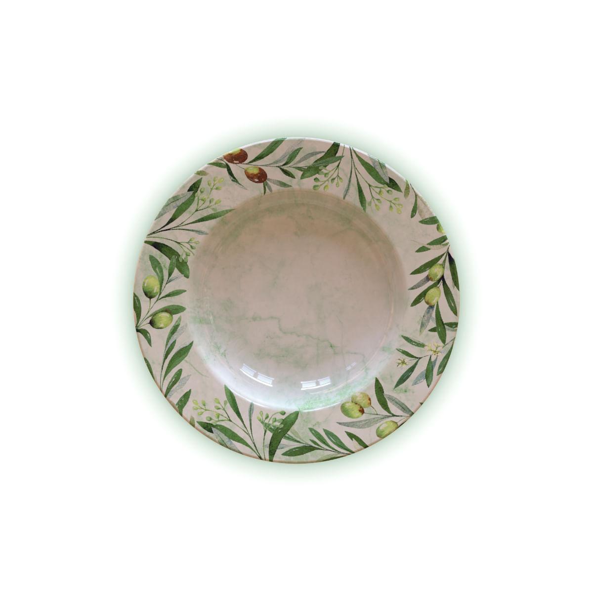 Prato Fundo Tramontina Oliva HO em Porcelana Decorada 23 cm