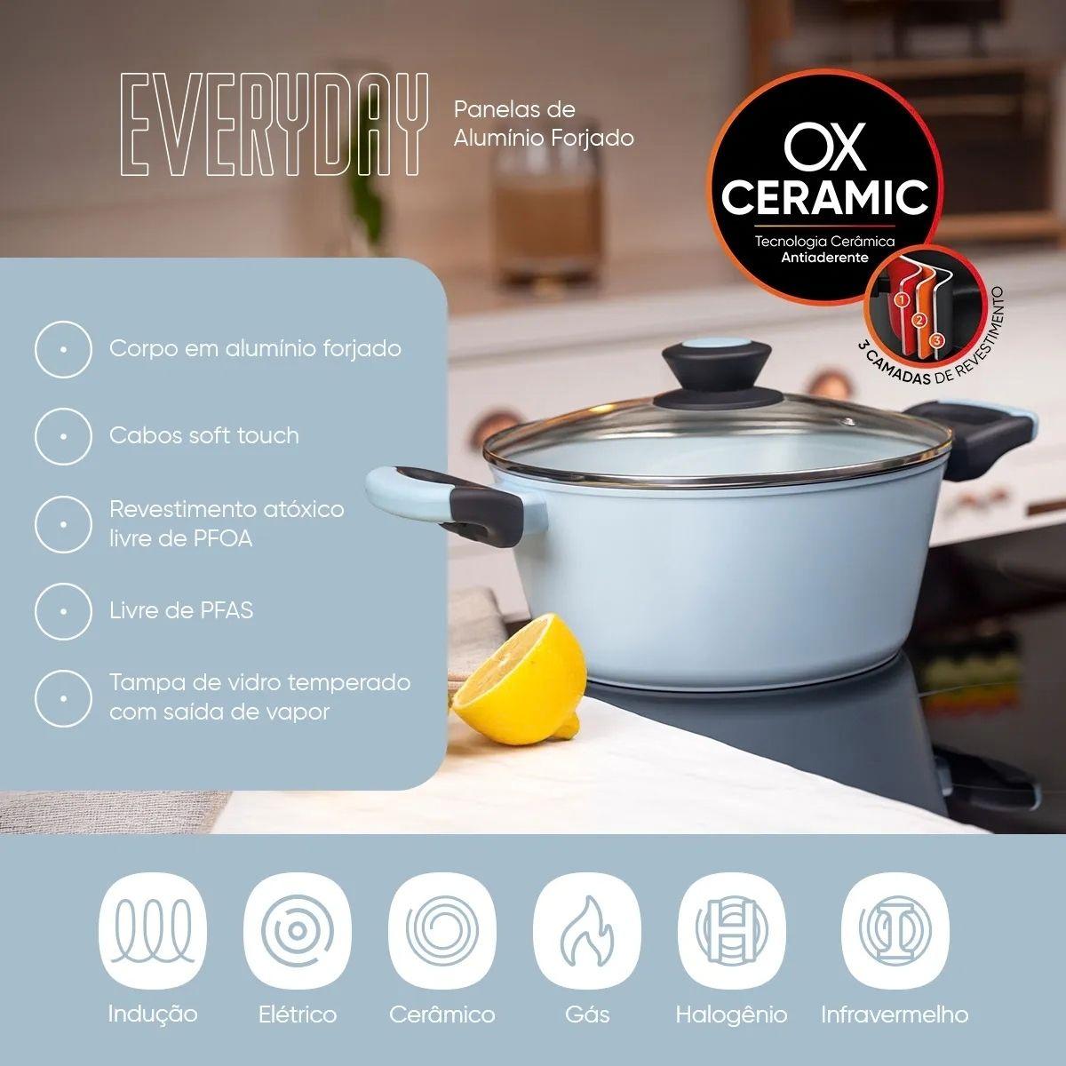 Jogo de Panelas Everyday Ice 5 Peças Antiaderente Indução Oxford
