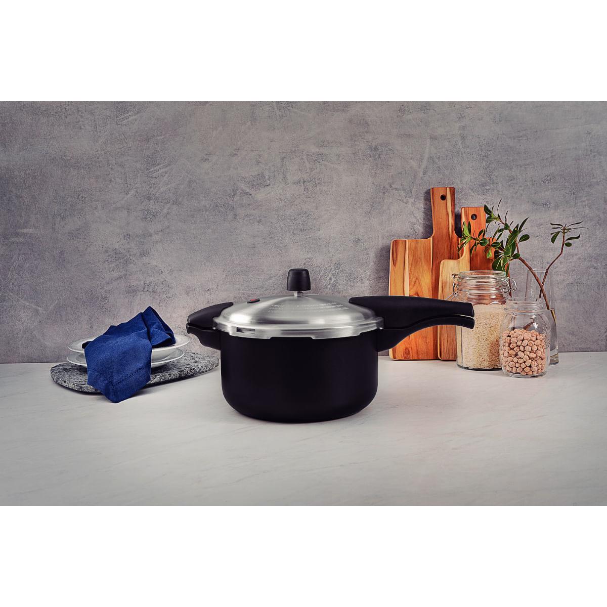 Panela de Pressão Tramontina Vancouver Effect em Alumínio Antiaderente Starflon Max Preto 24 cm 6 L