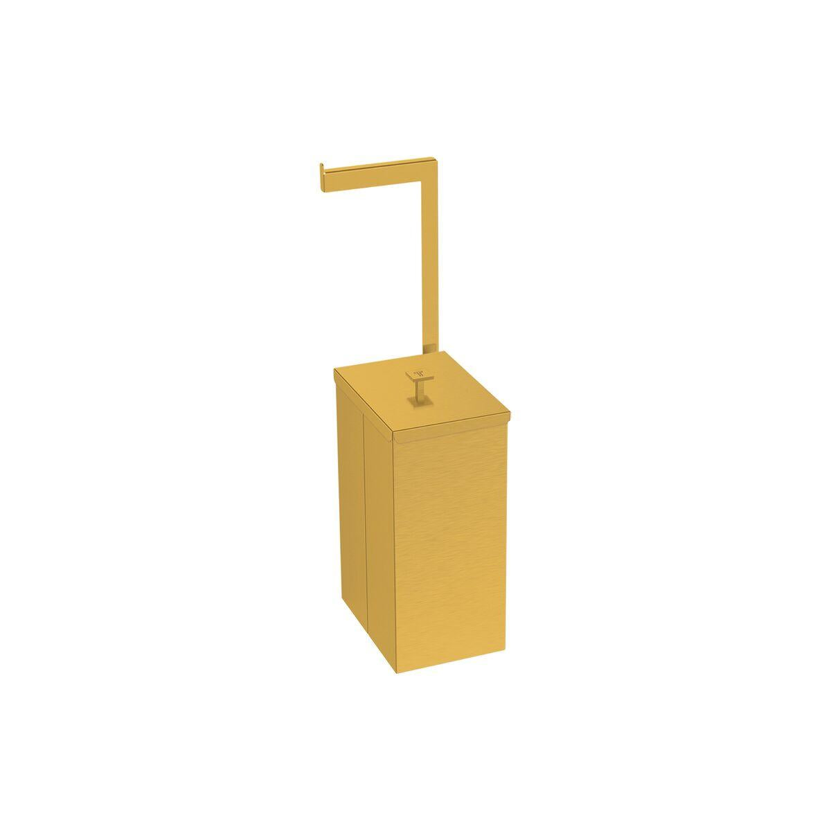 Lixeira Tramontina Luz Slim em Aço Inox Gold com Suporte para Papel Higiênico 5,5 Litros Outlet