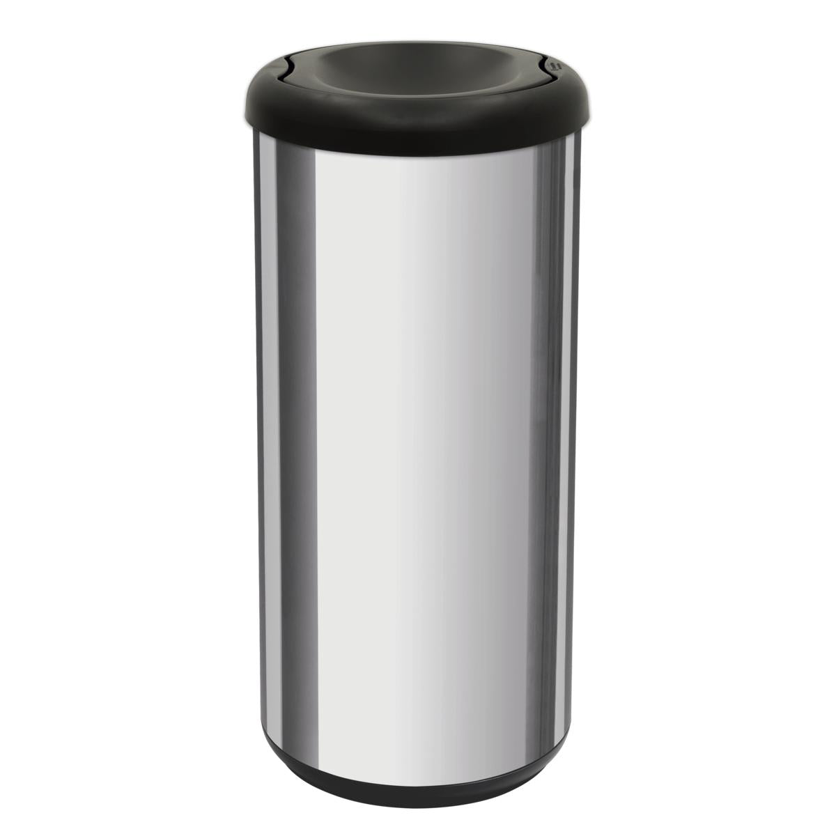 Lixeira Inox Tramontina Cápsula Selecta Plus Basculante 40 L com Acabamento Polido e Tampa Basculante Preta em Polipropileno OUTLET 94900445