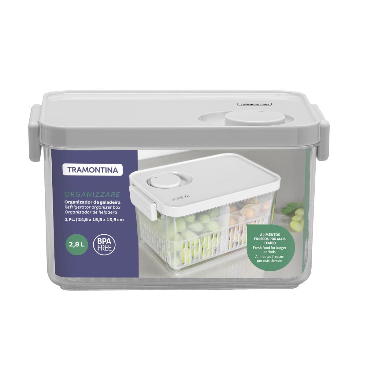 Pote Organizador de Geladeira Tramontina Organizzare com Controle de Umidade 2,8 L