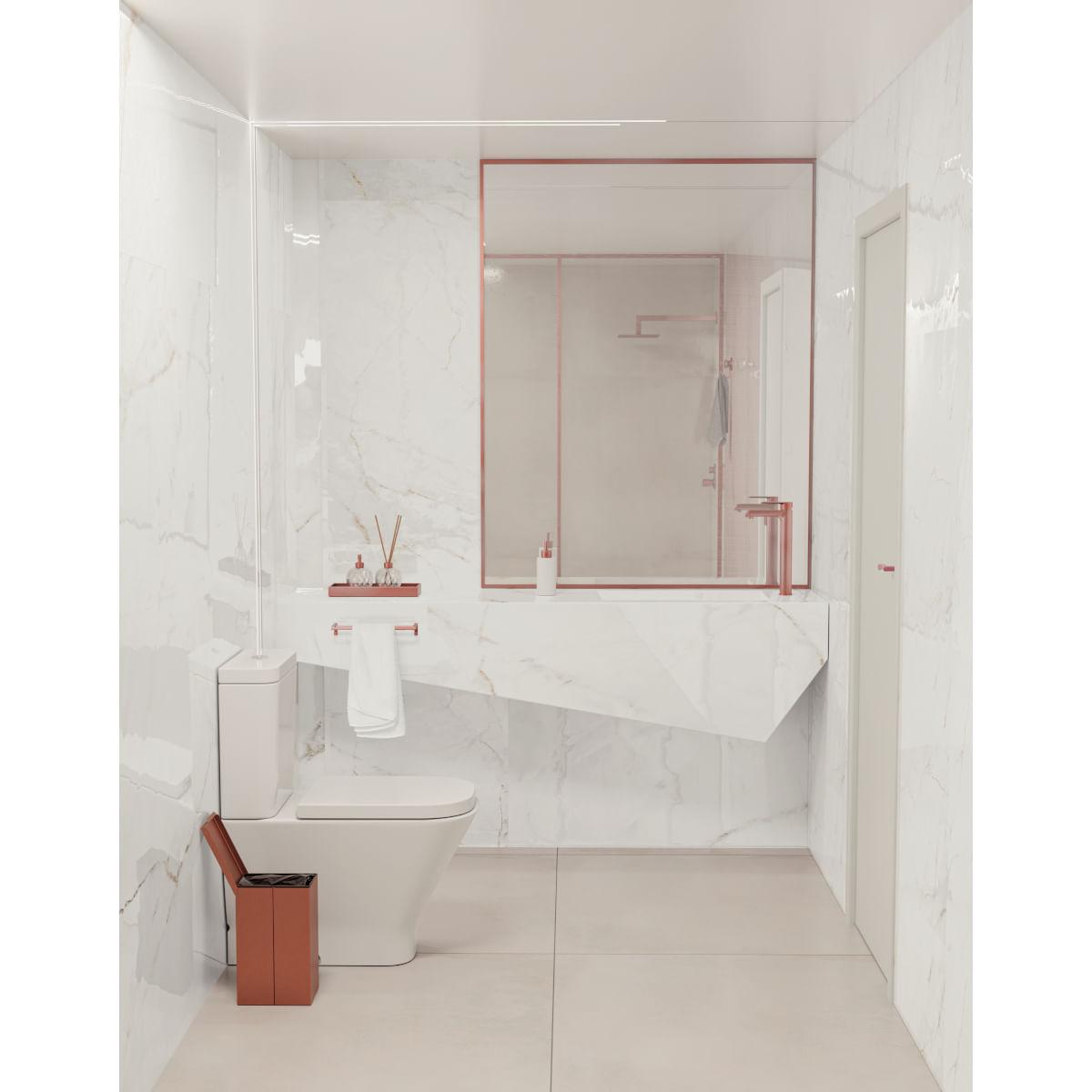 Lixeira Tramontina Luz Slim Swivel Aço Inox Rose 5,5 L Outlet