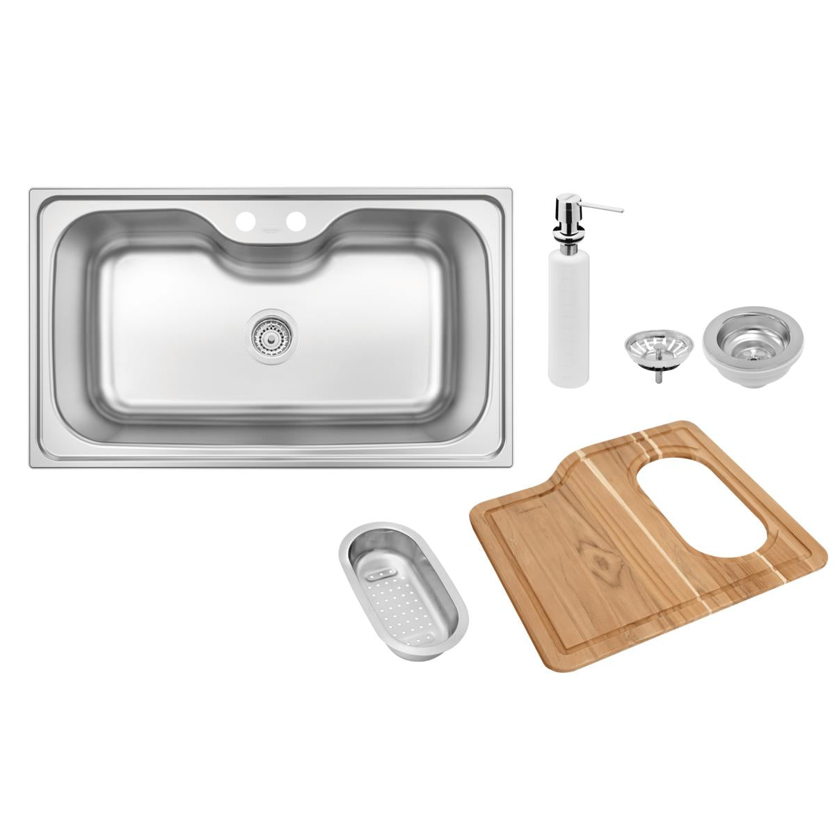 Cuba de Sobrepor Tramontina Morgana Maxi 86x50 cm em Aço Inox com Válvula Dosador de Sabão Tábua e Cesto 93801102