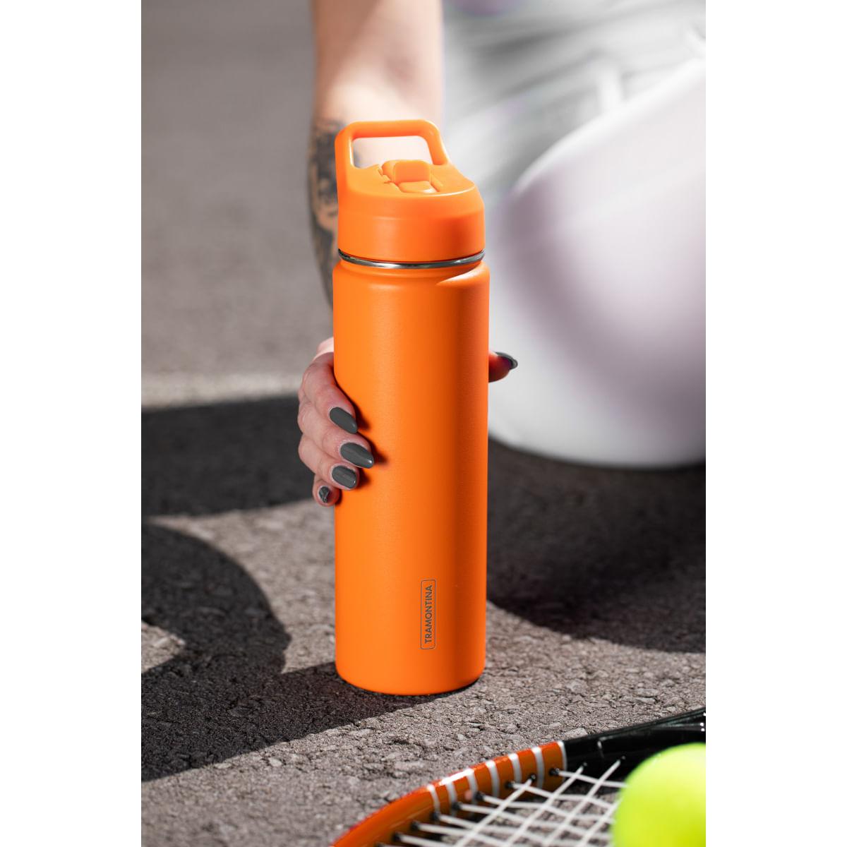 Garrafa Térmica Tramontina 650 ml Laranja com Canudo