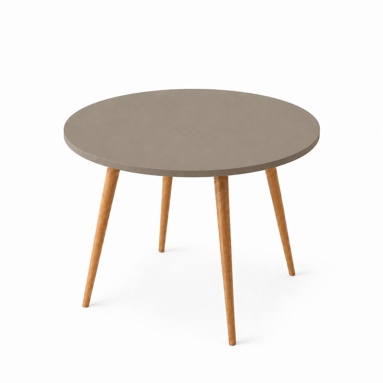 Mesa Jantar Sofia Redonda 80cm Mocca 18mm Pés de Madeira Natural Marin