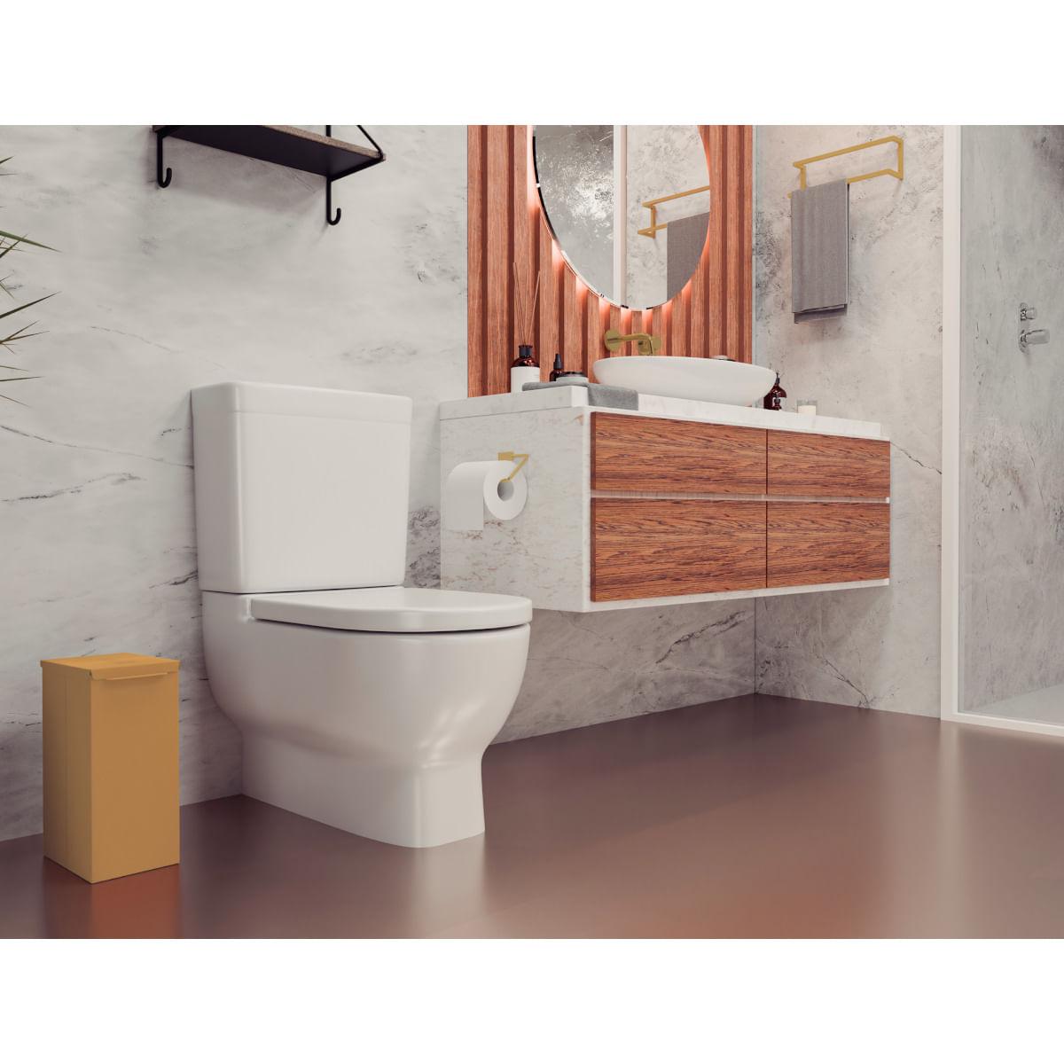 Lixeira Tramontina Luz Slim Swivel em Aço Inox Gold Matte 5,5 Litros Outlet