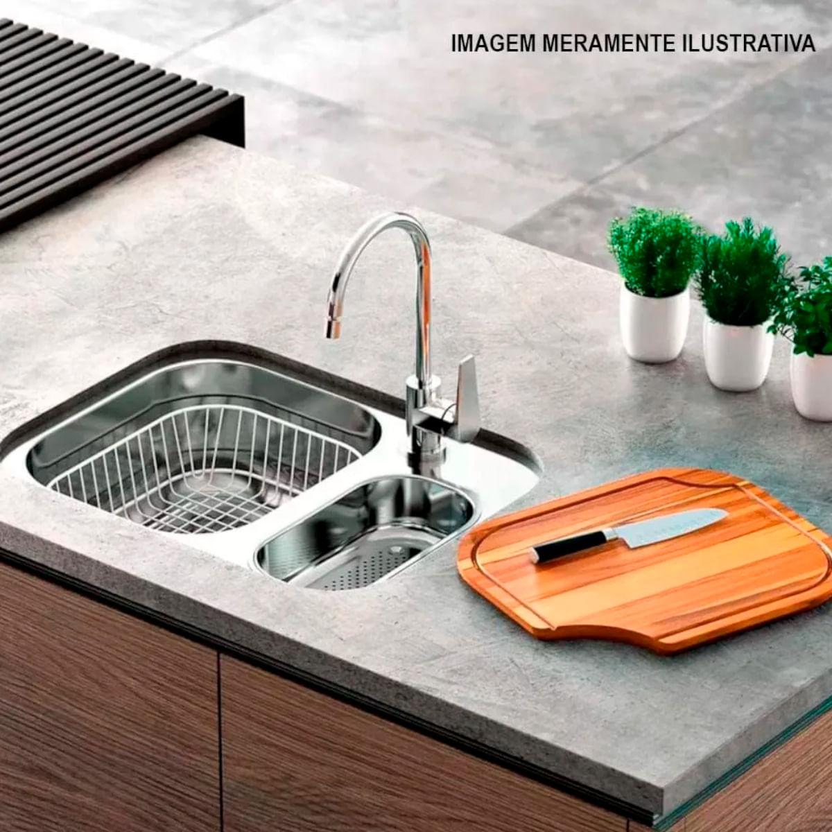 Cuba de Embutir Docol Lift 59,5x34x18cm em Aço Inox Alto Brilho com Acessórios