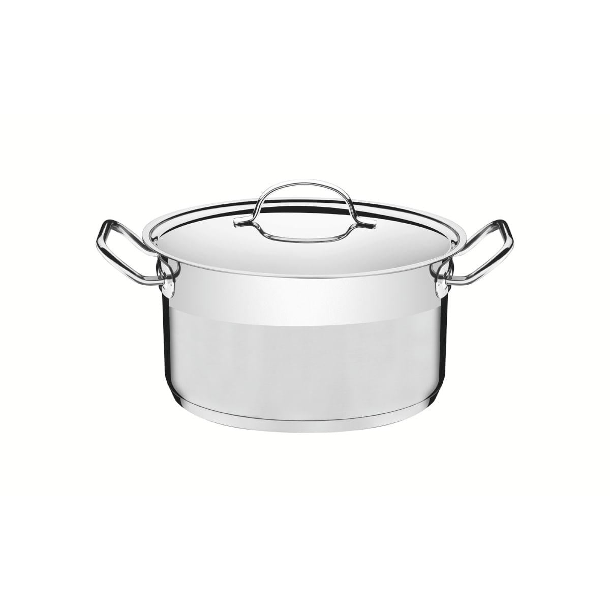 Caçarola Funda Tramontina Professional Aço Inox 3,6L com Tampa Plana e Fundo Triplo 20cm