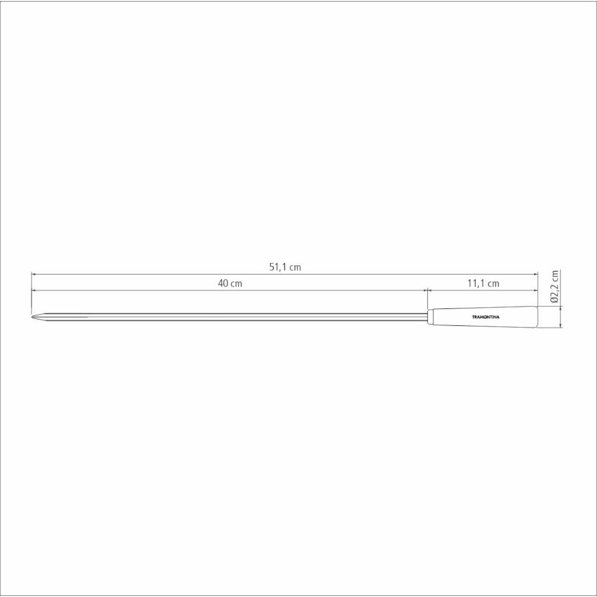 Conjunto de Espetinhos Tramontina 6 Peças Aço Inox com Cabo de Madeira 50 cm