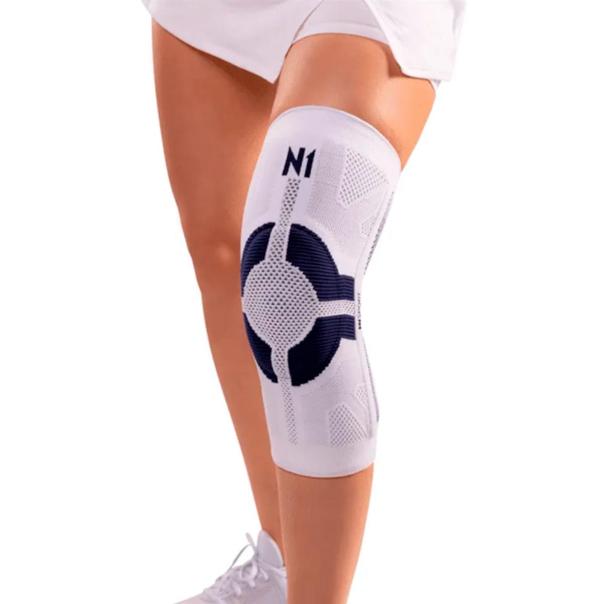 Joelheira PRO N1 Sport Branco e Azul Tamanho M