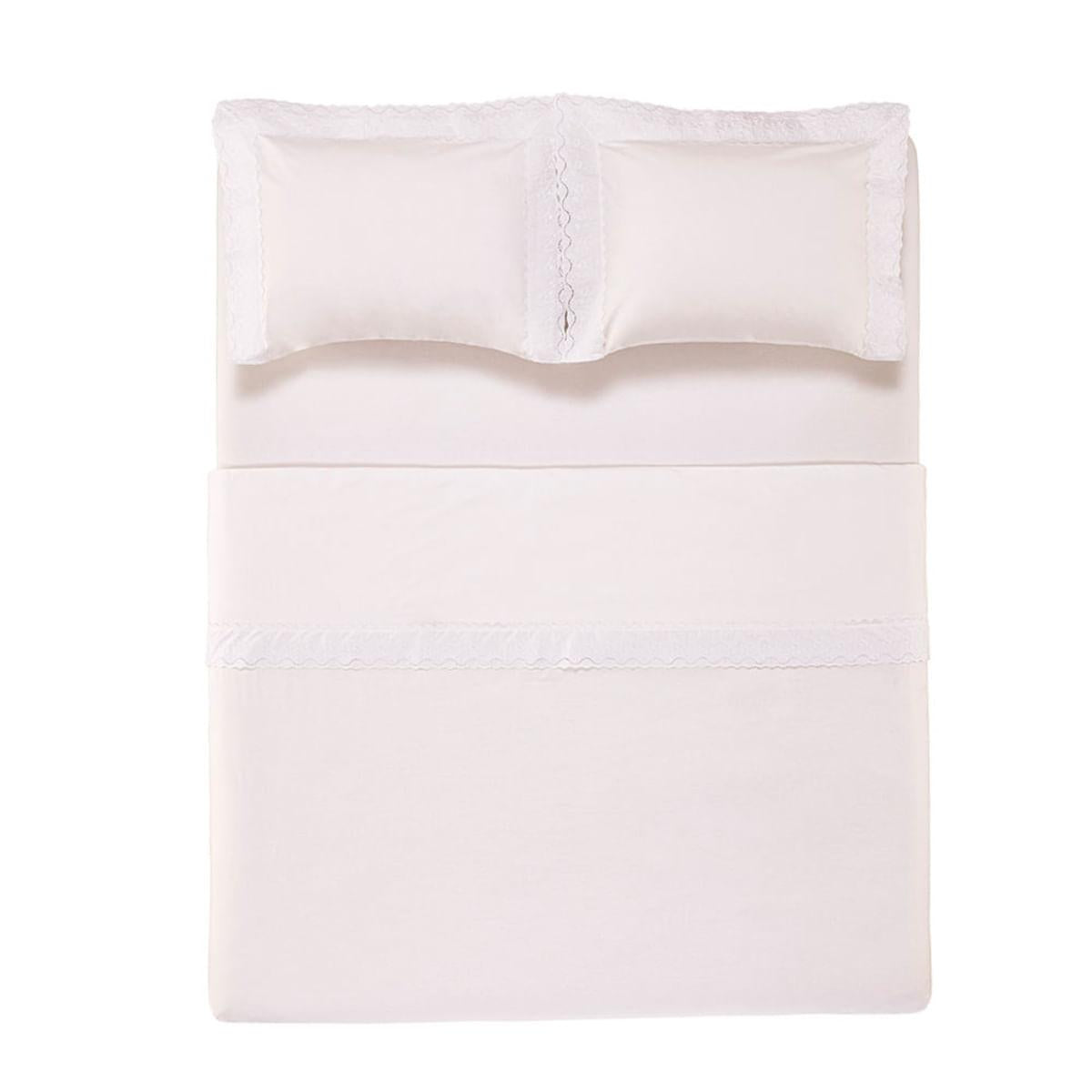 Jogo de Cama Queen 200 Fios Karsten Bordado Antônia Branco