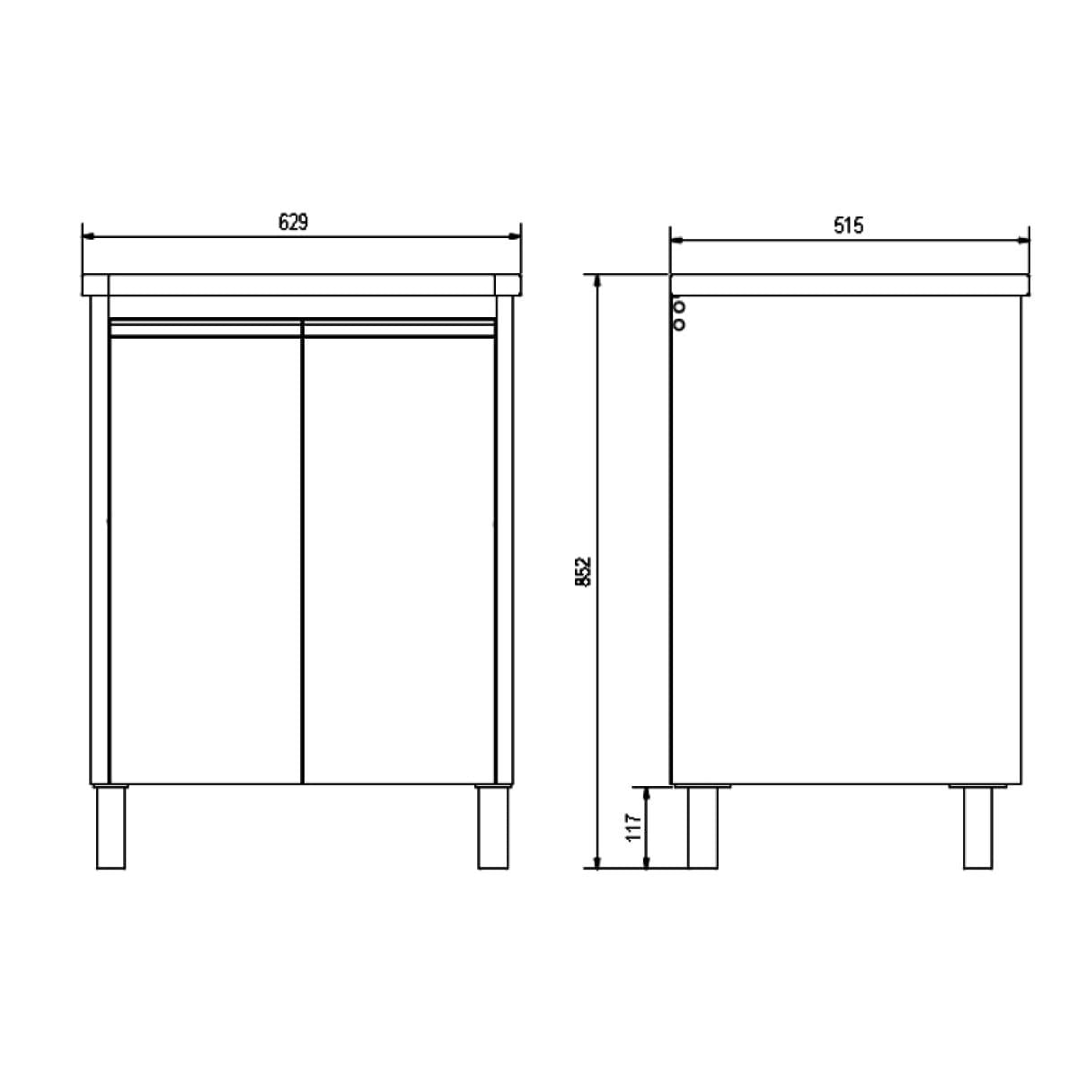 Tanque Inox 35 L Alto Brilho com Gabinete em MDF Branco 63 x 51,5 x 85,2 cm Docol