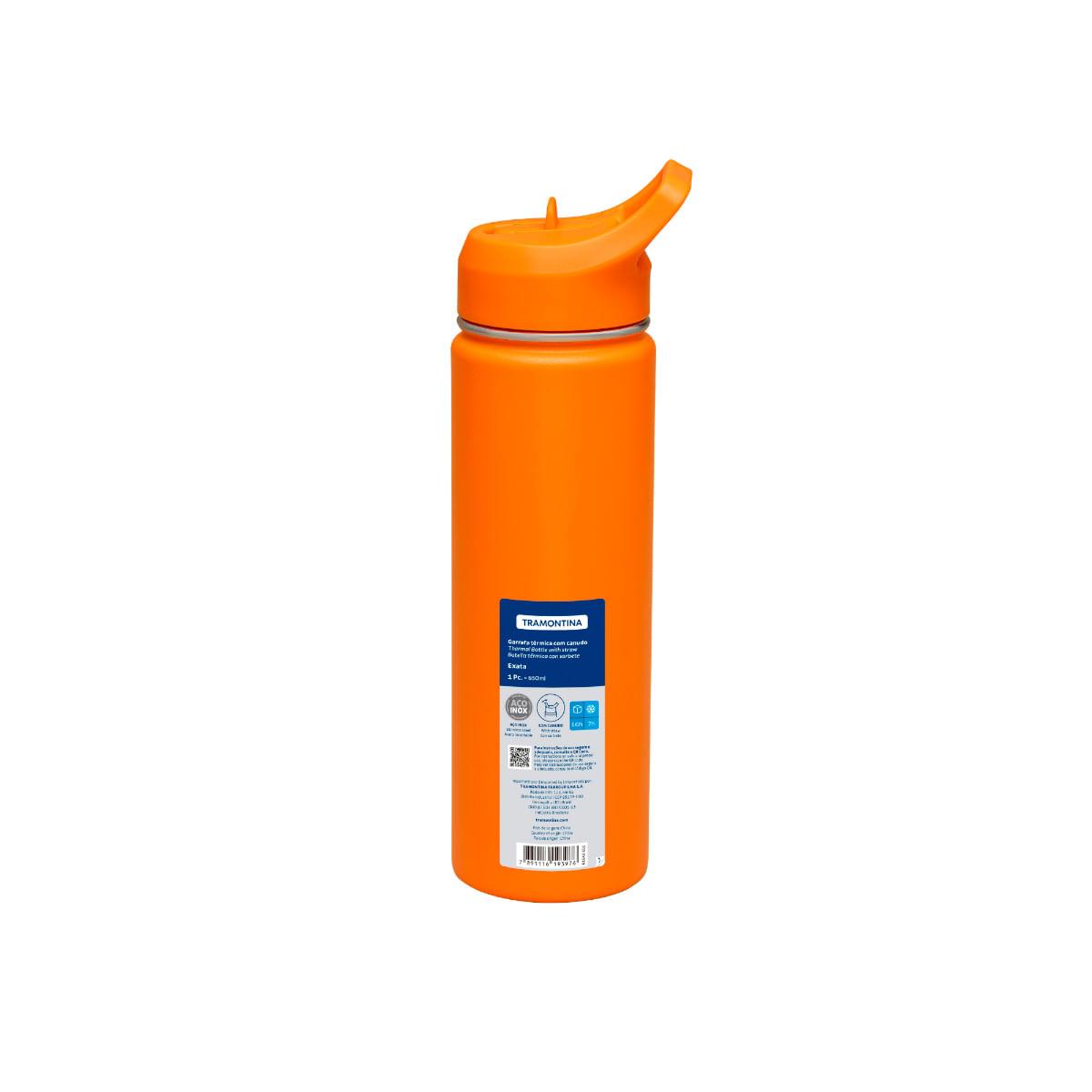 Garrafa Térmica Tramontina 650 ml Laranja com Canudo