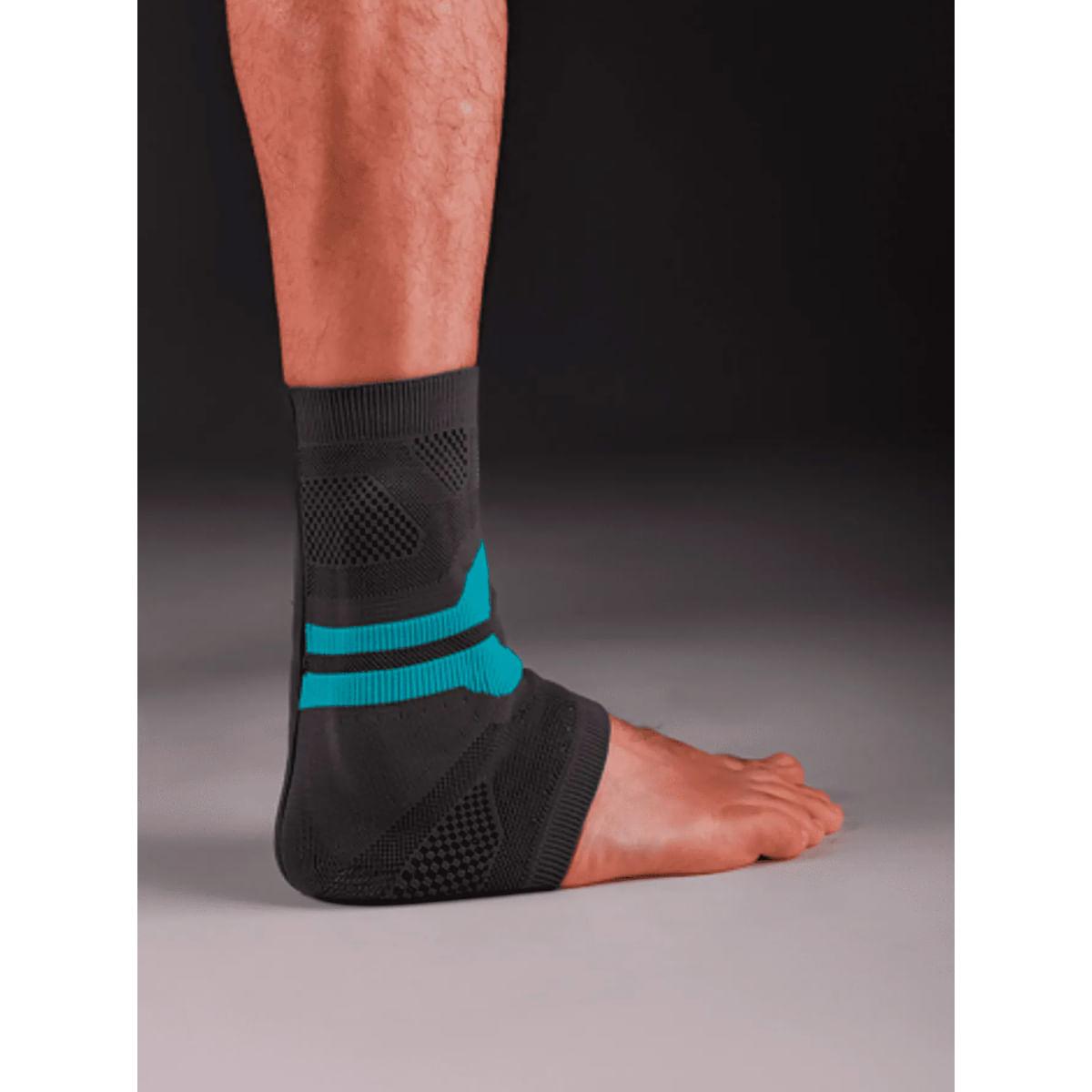 Tornozeleira de Compressão PRO N1 Sport Cinza com Azul Turquesa