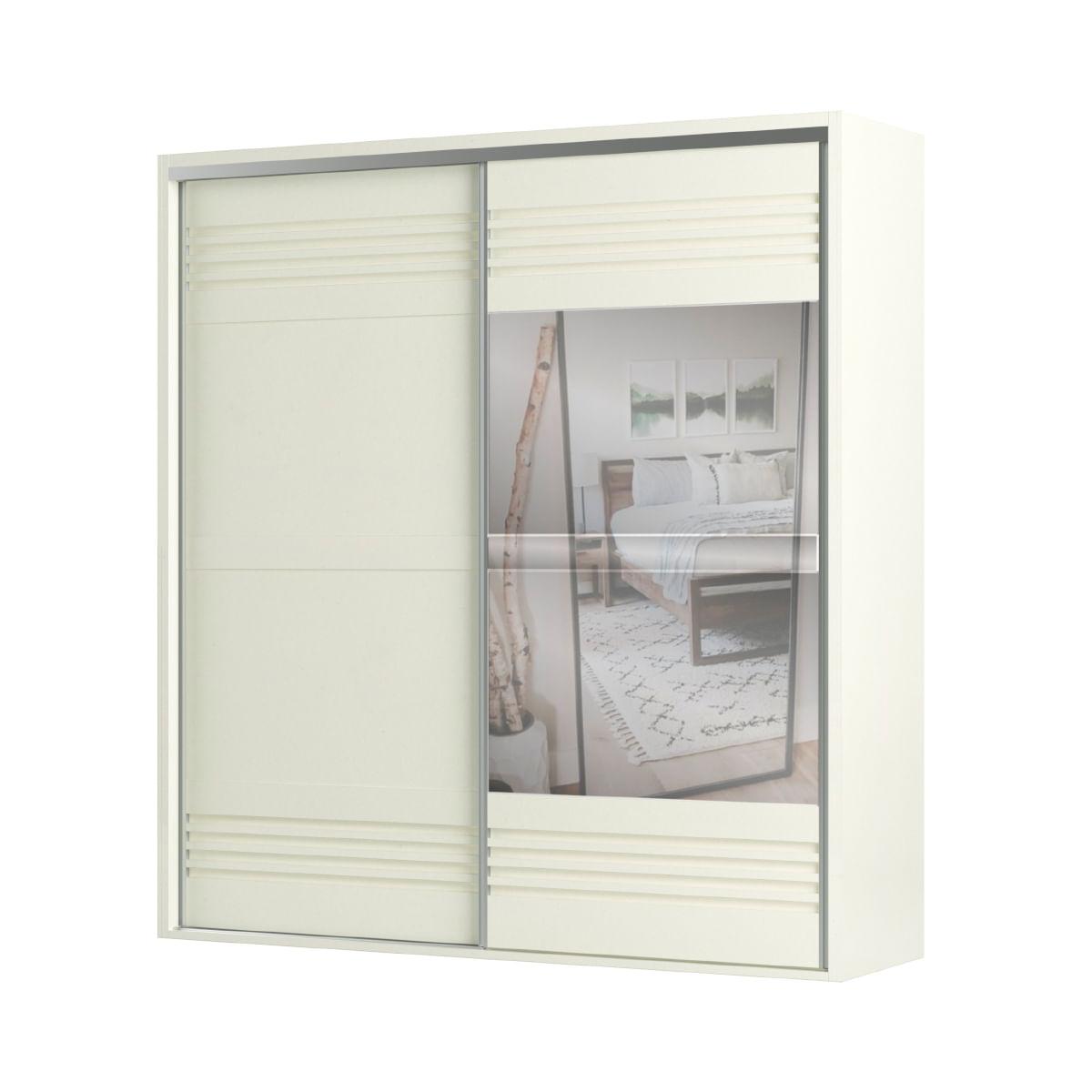 Guarda-Roupa com Espelho 2 Portas de Correr 223 cm Off White TW602E WW Dalla Costa