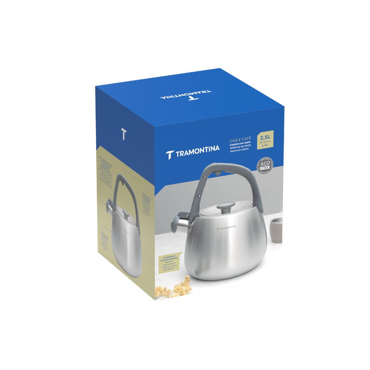 Chaleira com Apito Indução Tramontina 2,5L em Aço Inox