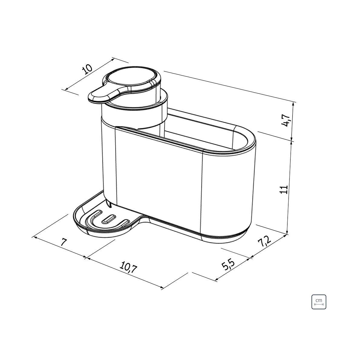 Suporte de Esponja com Dosador de Sabão Tramontina em Plástico ABS e Aço Inox