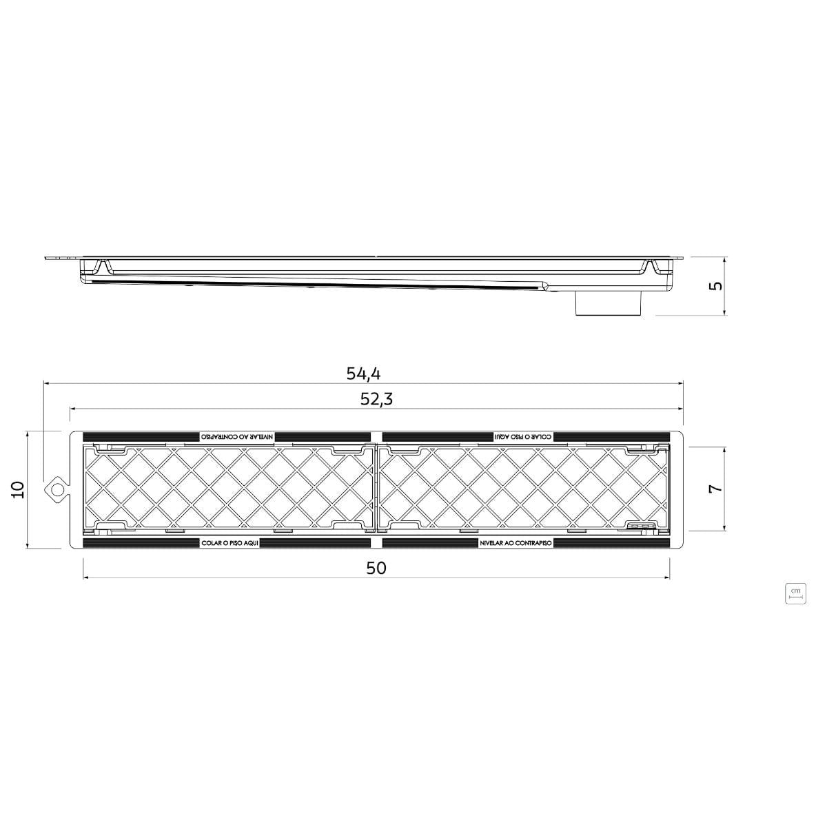 Ralo Oculto Tramontina Slim Hide em PVC 50 x 7 cm