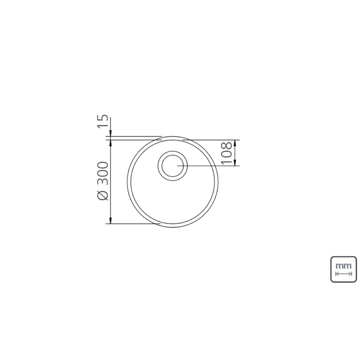 Cuba de Embutir Tramontina Luna 30 BL em Aço Inox Alto Brilho 30 cm OUTLET