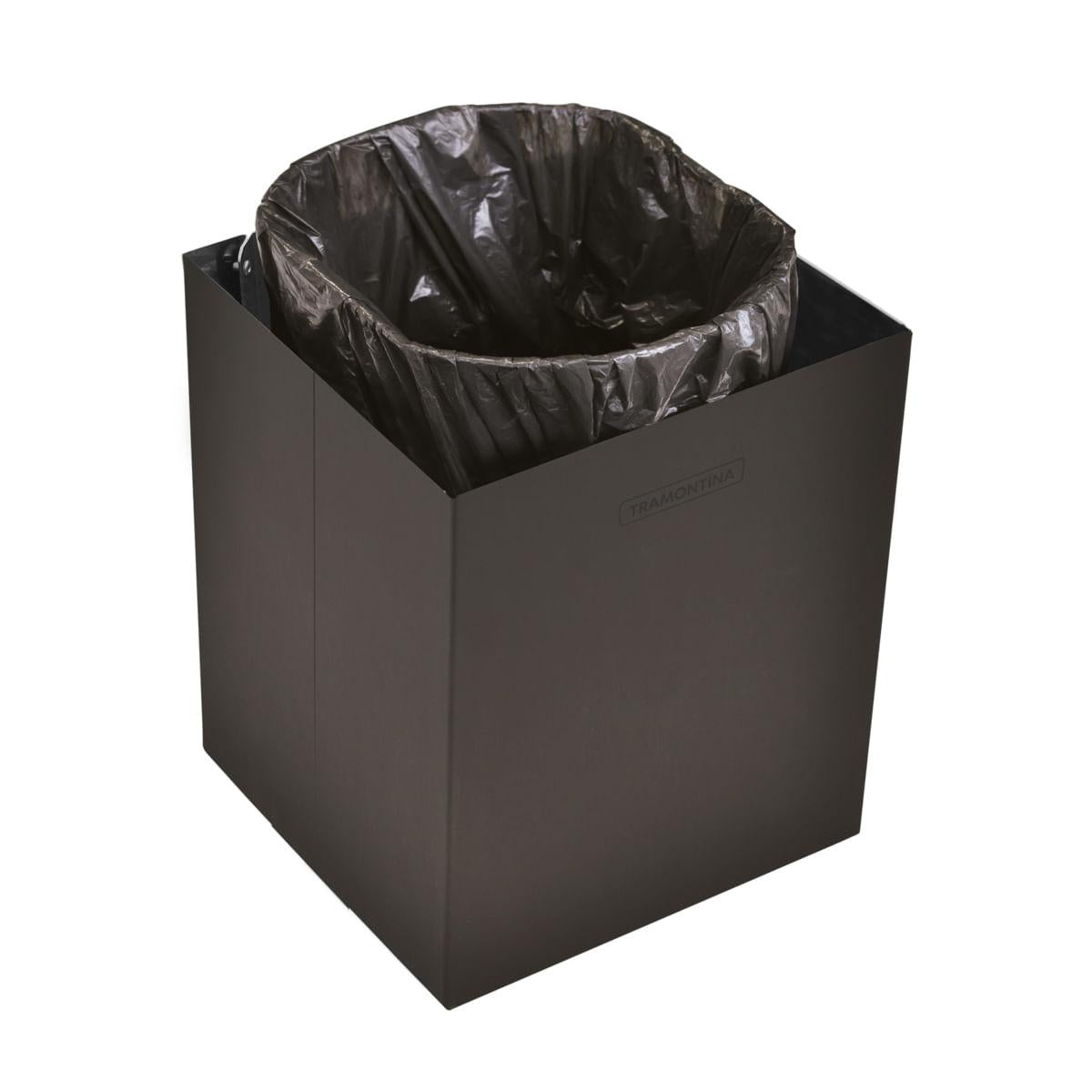 Lixeira Tramontina Luz 4,5 Litros em Inox com Acabamento Fosco Black Matte OUTLET