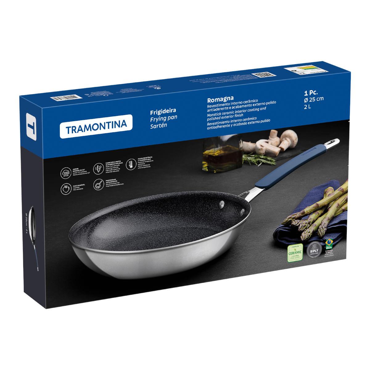 Frigideira Tramontina Romagna Aço Inox Cerâmico Black Stone 25 cm 1,95 L