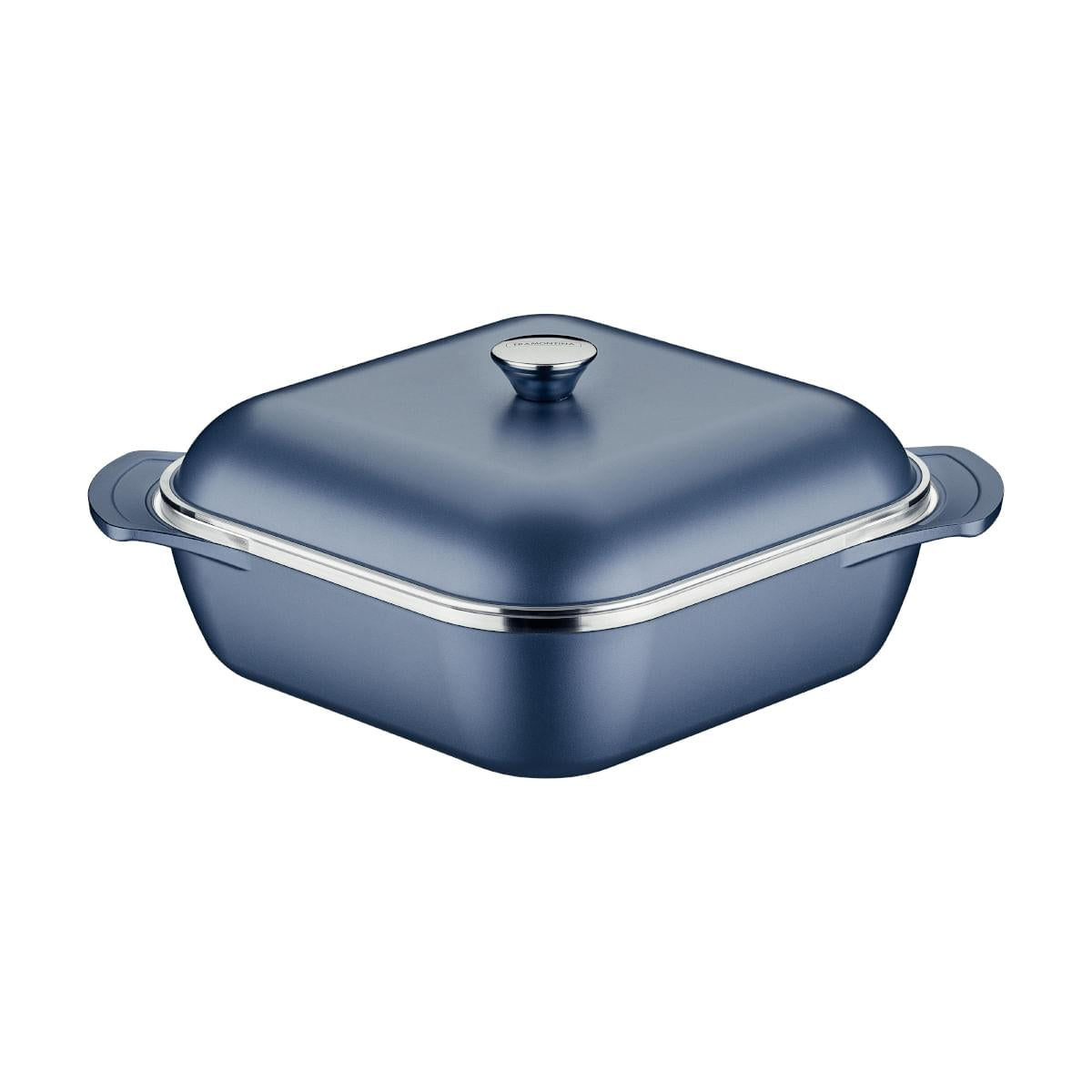 Caçarola Tramontina Quadrada Lyon em Alumínio Starflon 28 cm 5,5 L Azul Elementar