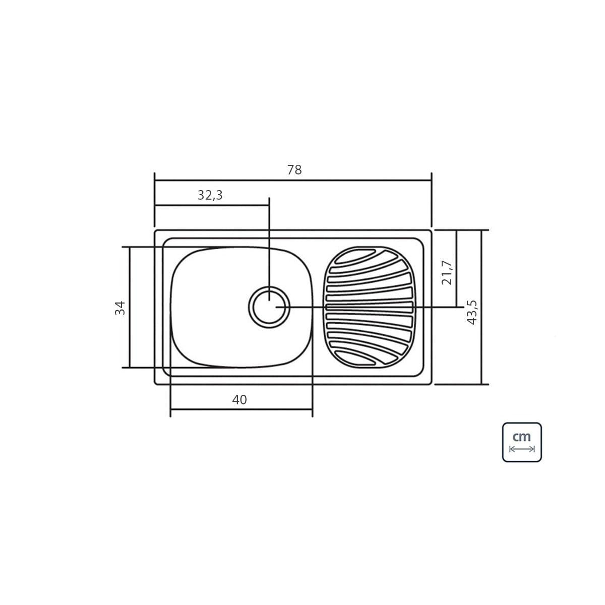 Cuba de Sobrepor Tramontina Alpha Inox Pré Polido 78 x 43 cm com Válvula 93840602