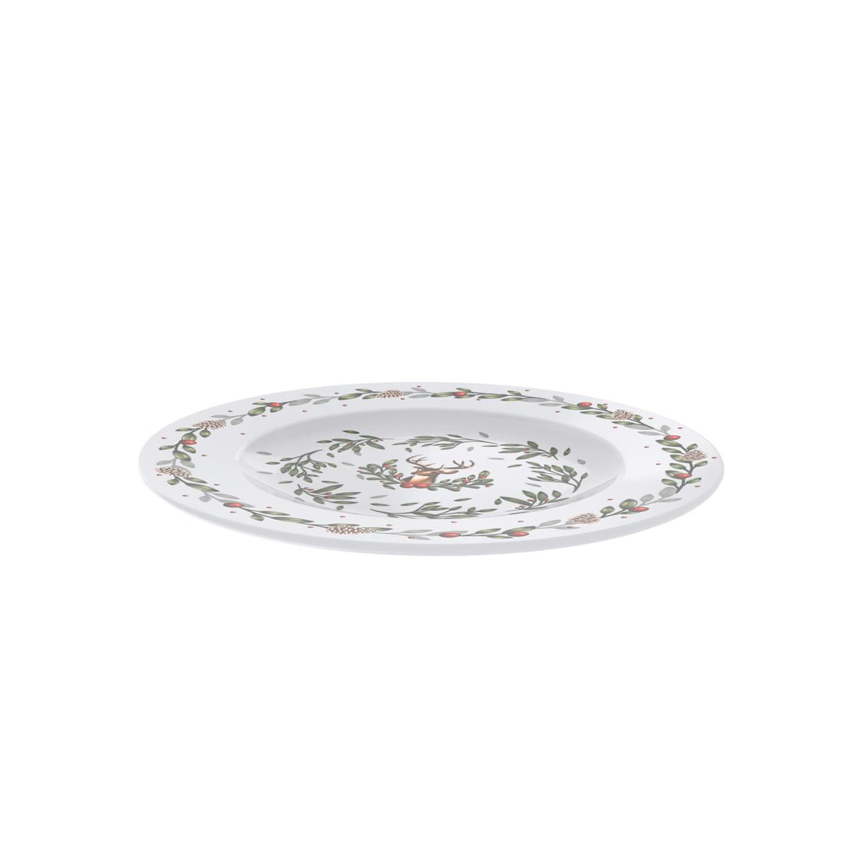 Kit Prato Raso Tramontina Casa Natal em Porcelana Decorada 27 cm com 06 peças