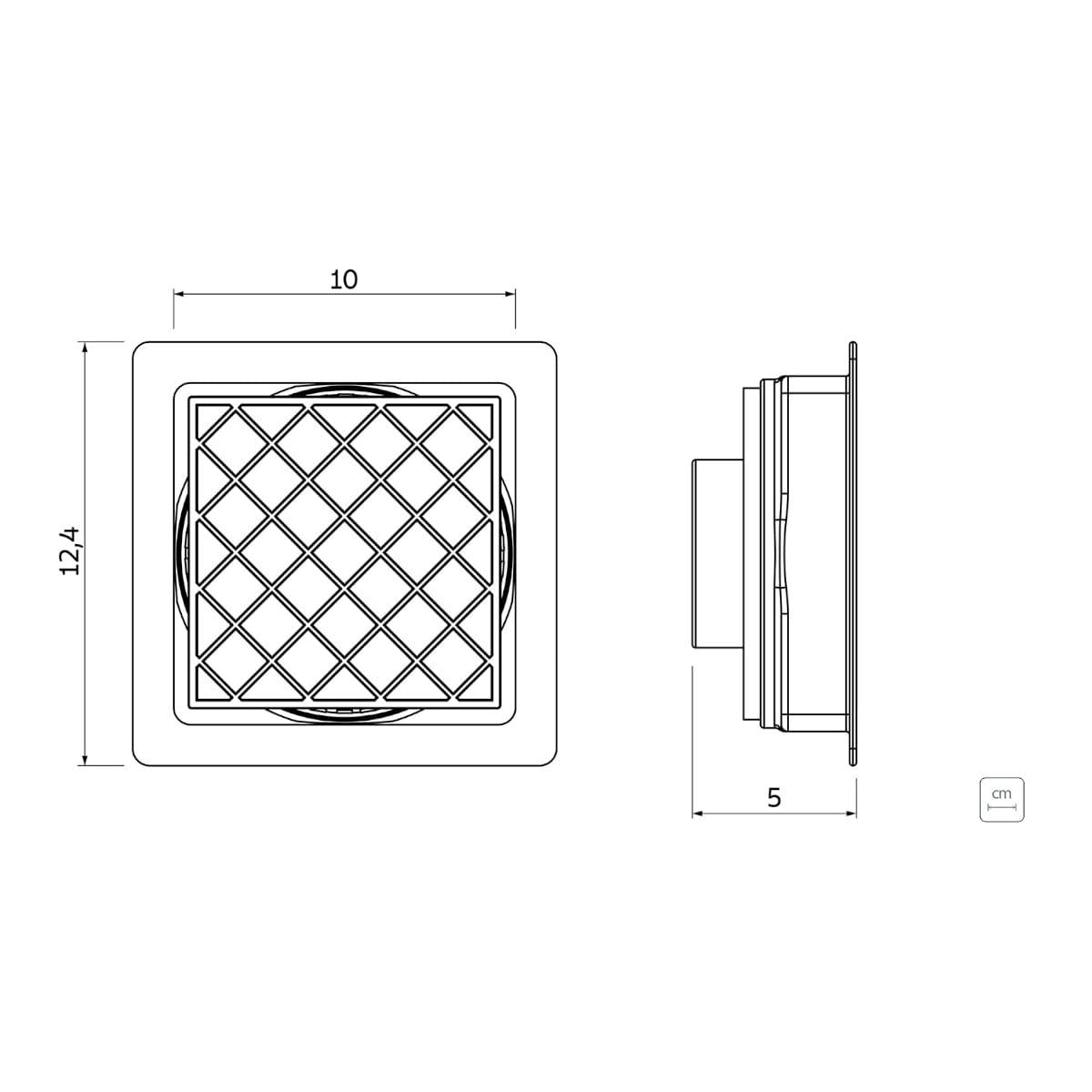 Ralo Oculto Tramontina Square Hide em PVC 10 x 10 cm