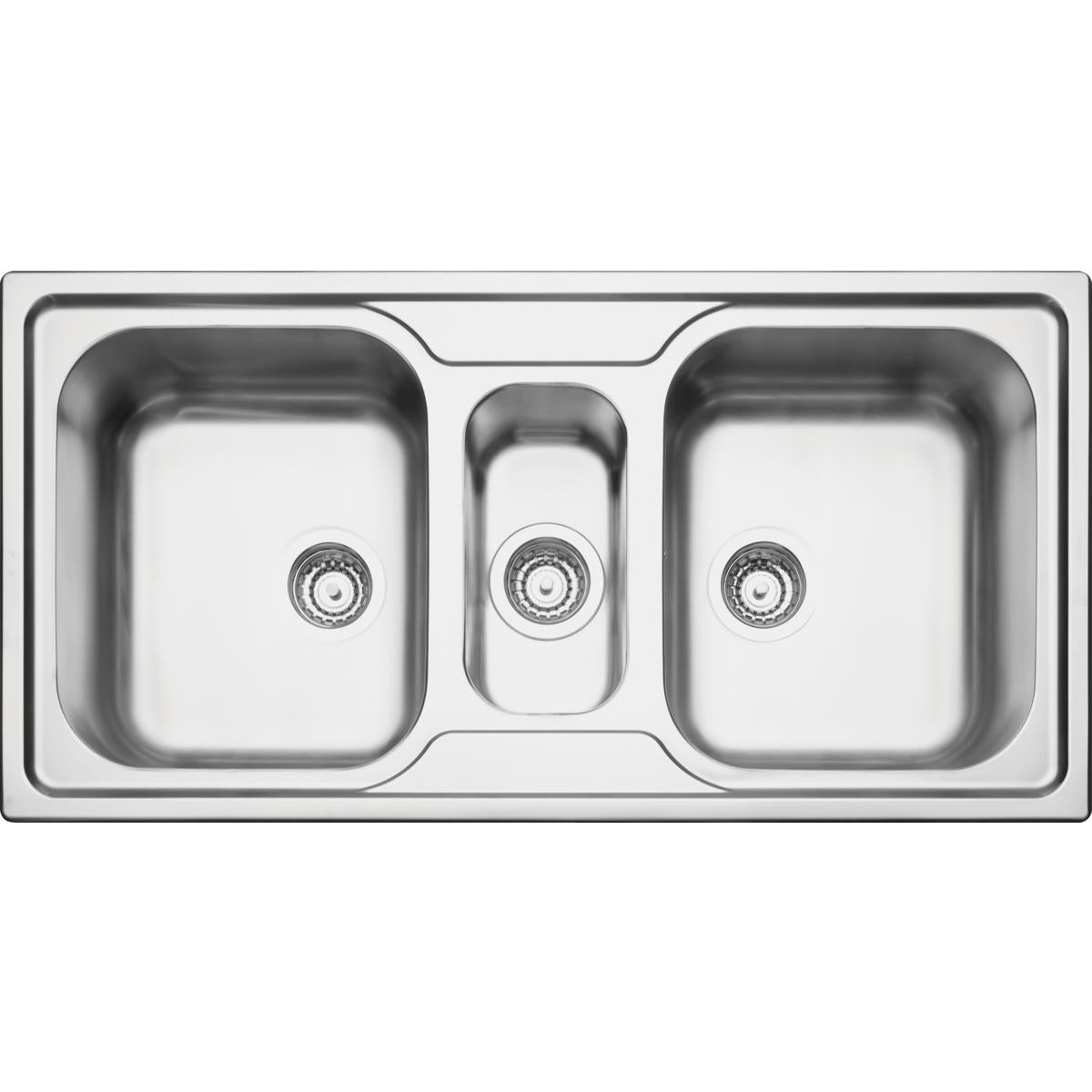 Cuba de Sobrepor Tramontina Marea 2 Cubas e Auxiliar em Aço Inox Acetinado 100 x 50 cm com Válvula OUTLET 94900332