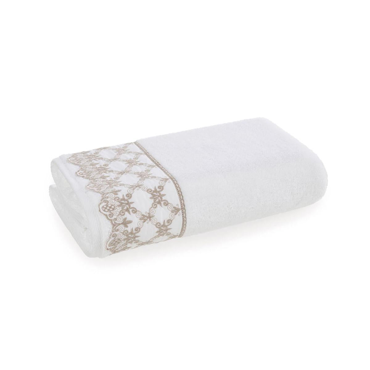 Toalha de Banho Karsten Fio Penteado Constanza Branco/ Marrom 70x140 cm