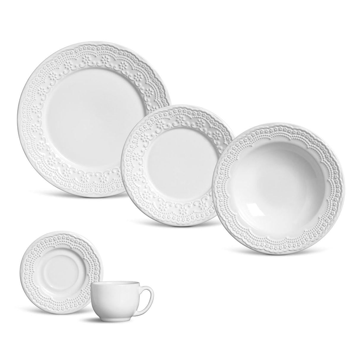 Aparelho de Jantar 30 Peças Madeleine Branco Porto Brasil