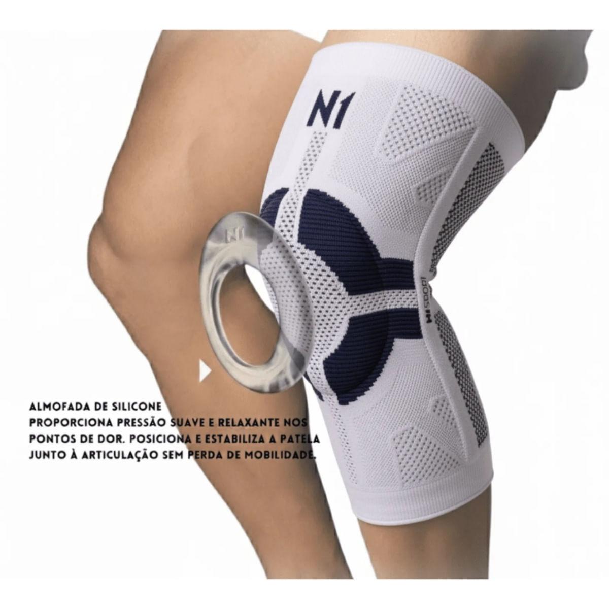 Joelheira PRO N1 Sport Branco e Azul Tamanho G