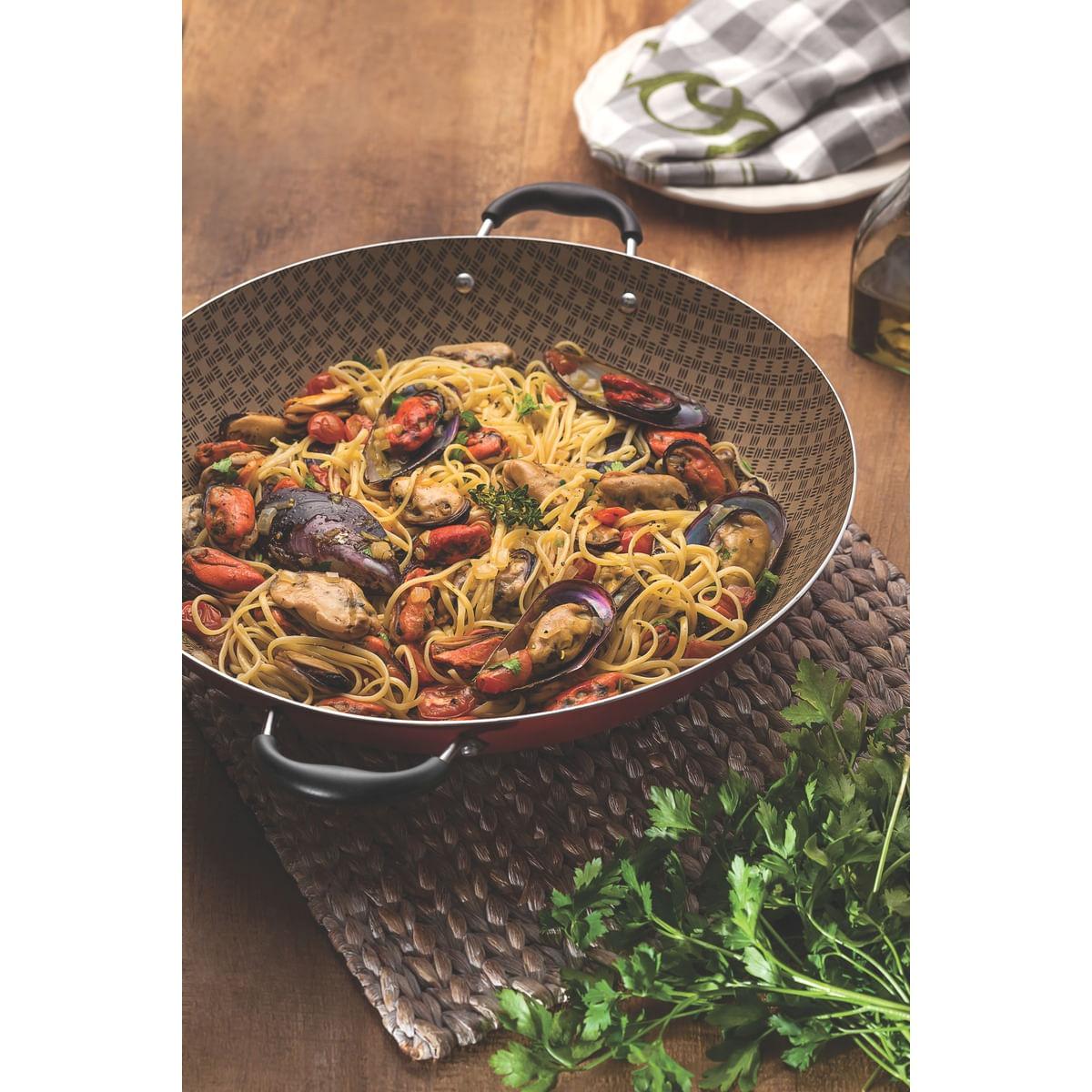 Panela Wok Alumínio Antiaderente 36 cm Vermelha