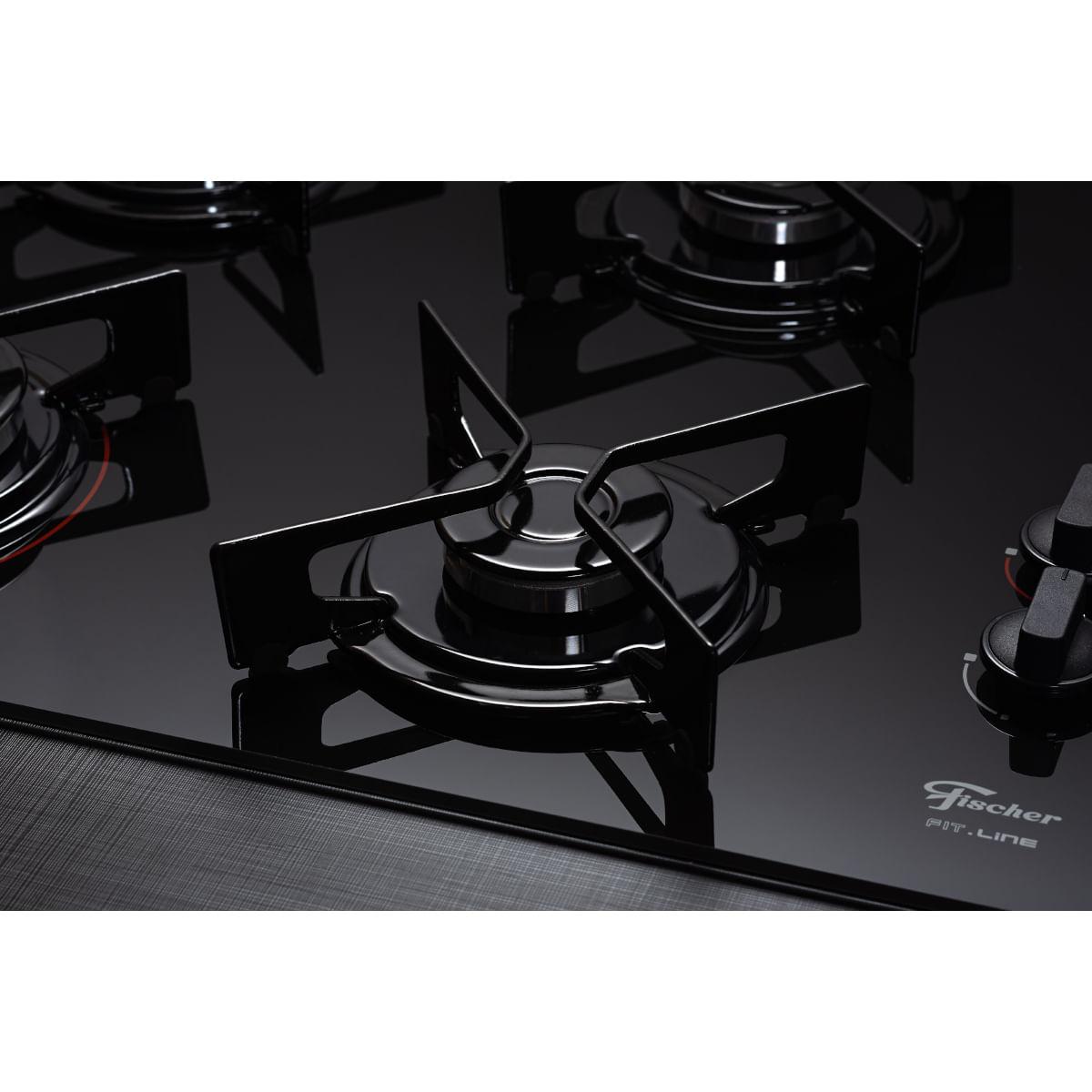 Fogão Cooktop Fischer 4Q Fit Line Gás Mesa Vidro