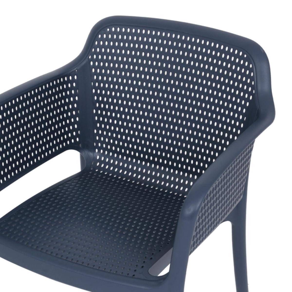 Cadeira Frisk com Braços Azul Navy Empilhavél em Polipropileno