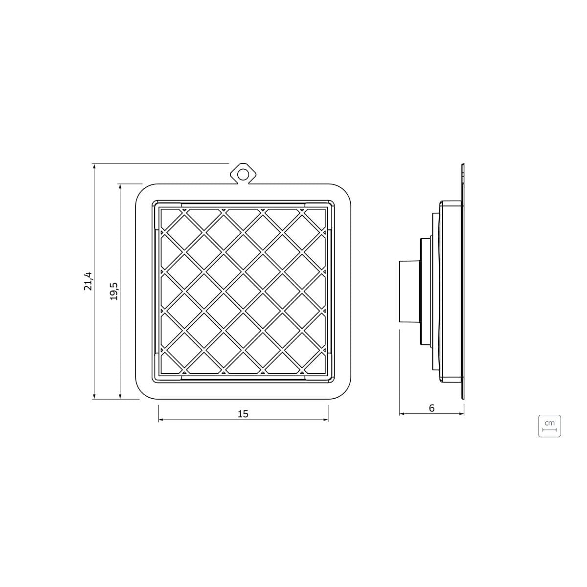 Ralo Oculto Tramontina Square Hide em PVC 15 x 15 cm